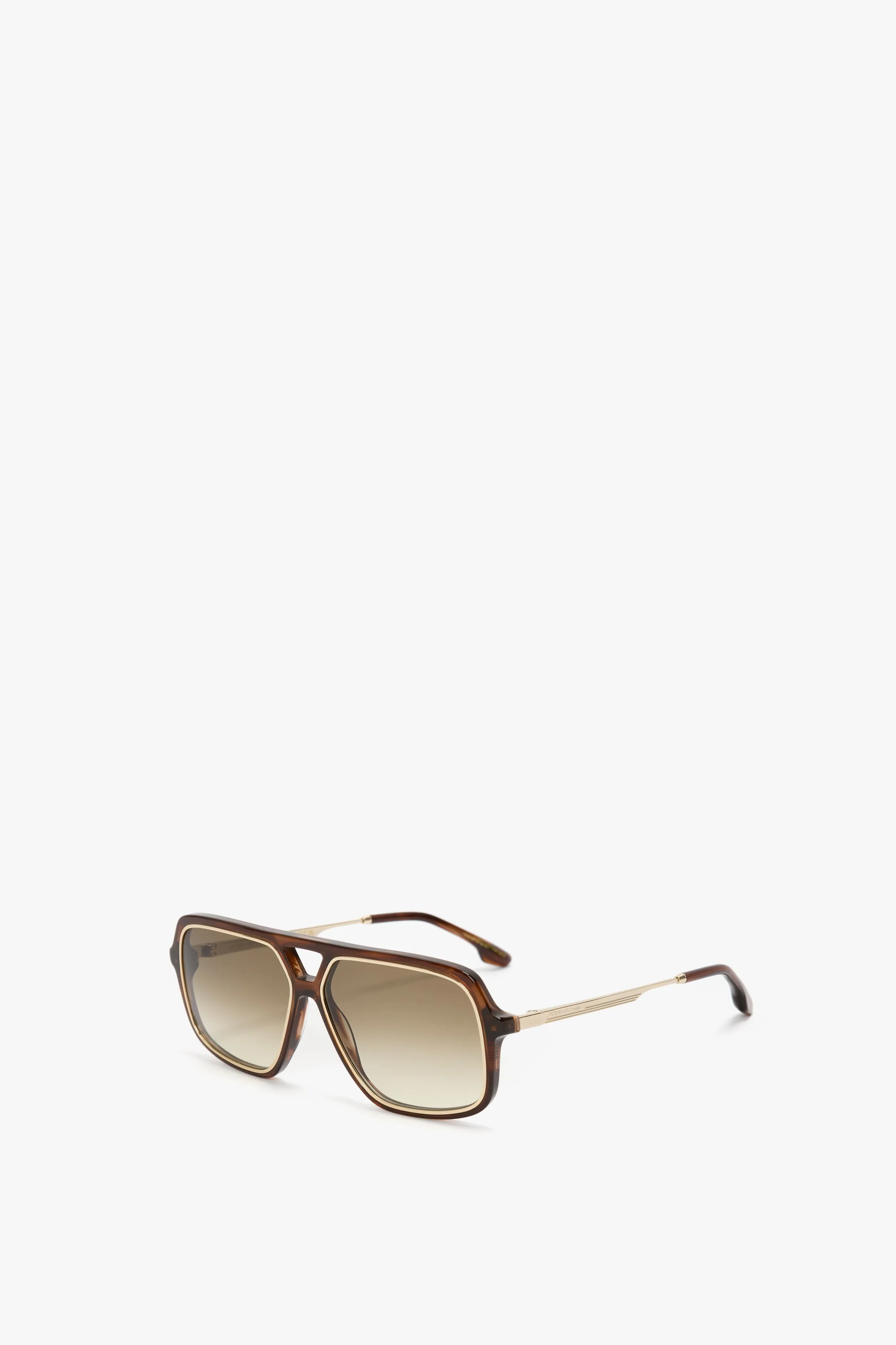 Double Bridge Aviator Sunglasses In Brown Horn sold by Victoria Beckham product image thumbnail 2