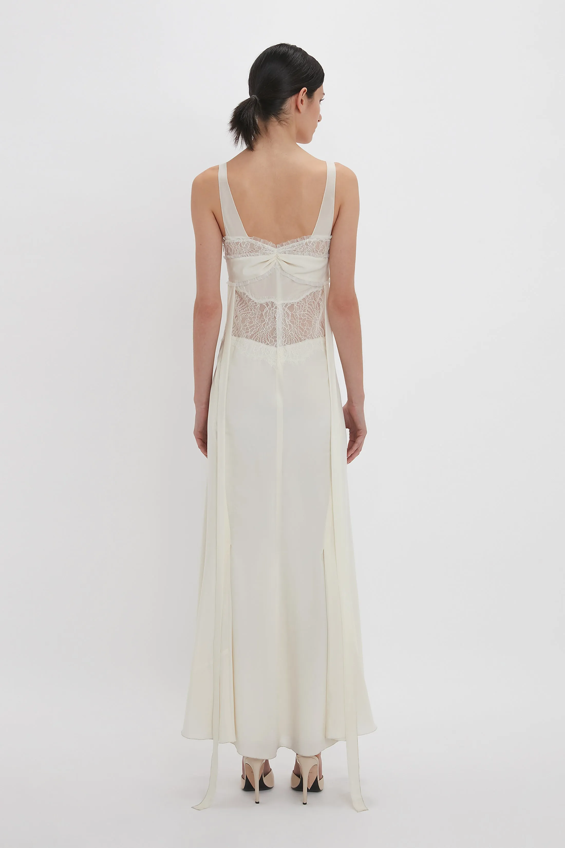 Ruffle Detail Midi Dress In Ivory sold by Victoria Beckham product image thumbnail 3