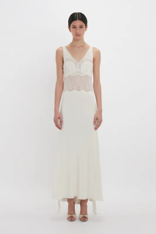 Ruffle Detail Midi Dress In Ivory sold by Victoria Beckham