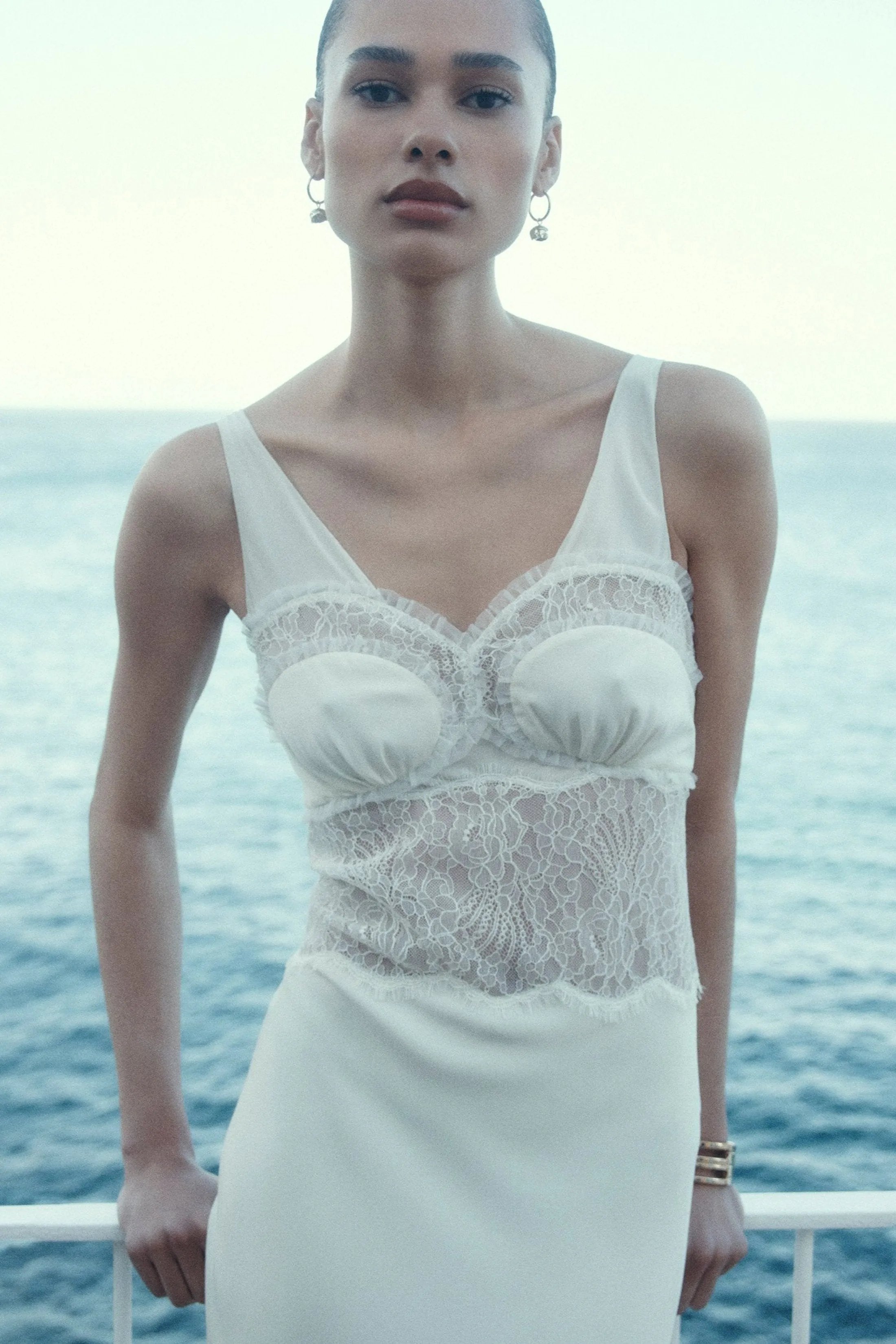 Ruffle Detail Midi Dress In Ivory sold by Victoria Beckham product image thumbnail 4