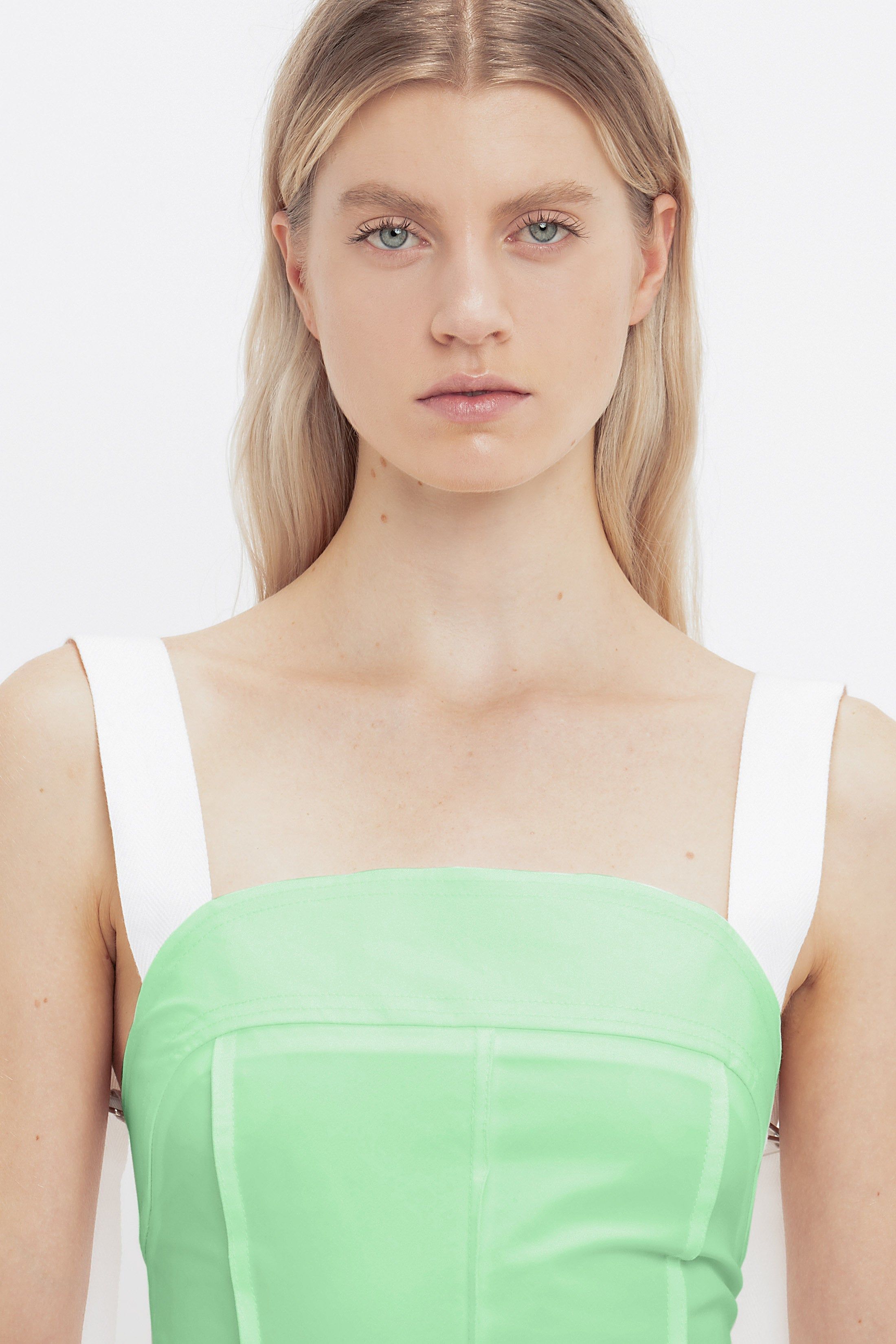 Organic Cotton Strappy Midi Dress In Pistachio sold by Victoria Beckham product image thumbnail 4