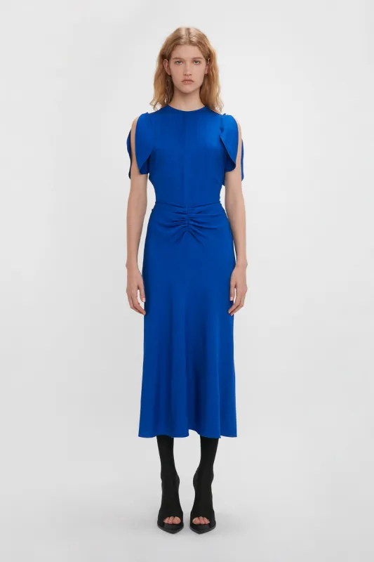 Gathered Waist Midi Dress In Palace Blue sold by Victoria Beckham