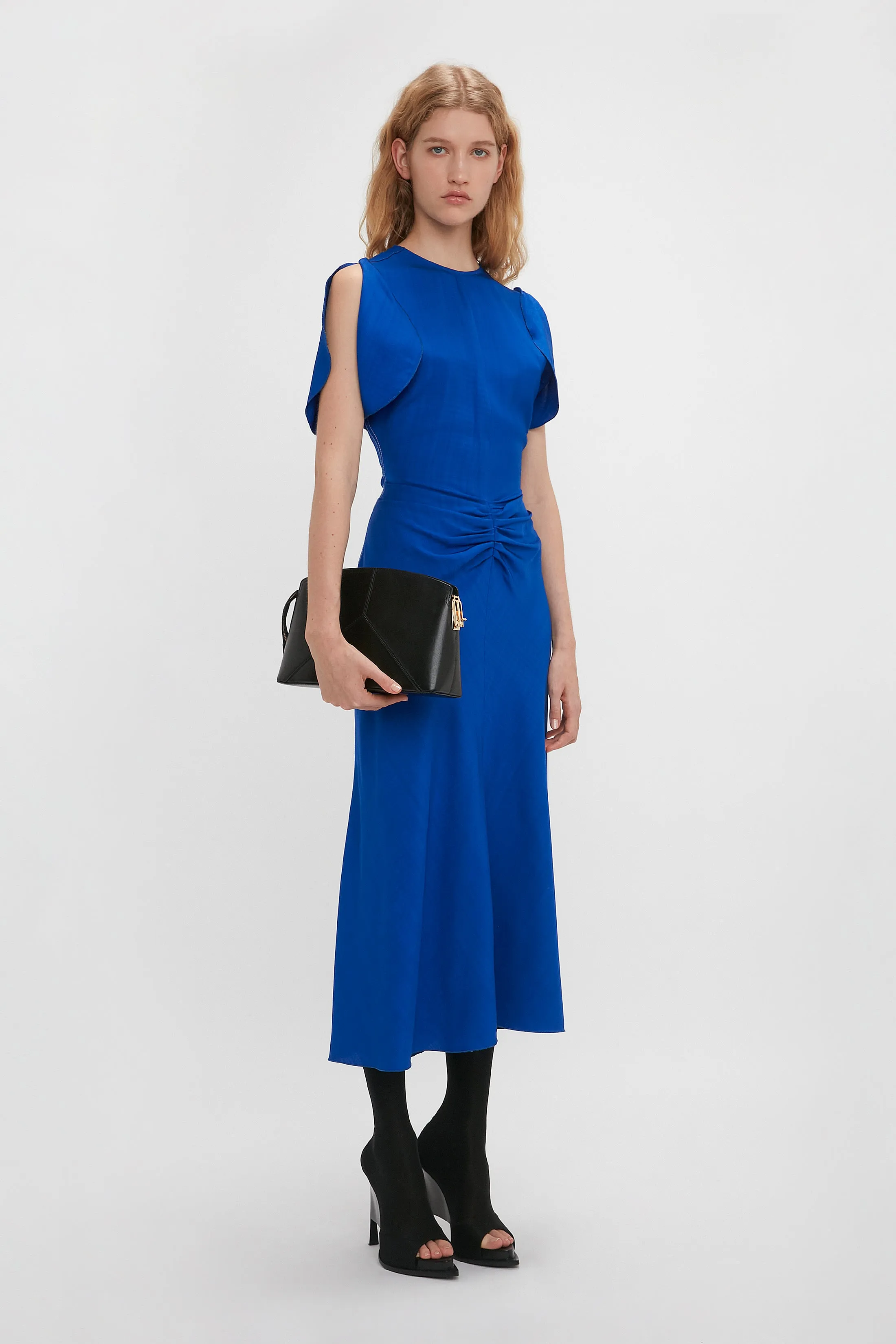 Gathered Waist Midi Dress In Palace Blue sold by Victoria Beckham product image thumbnail 5