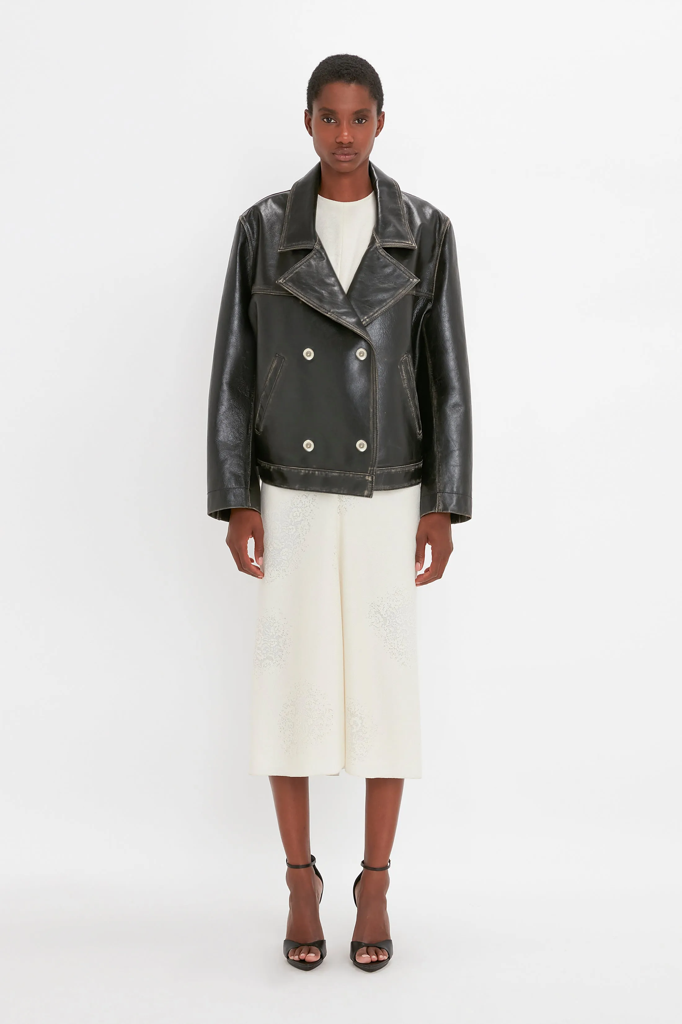 Oversized Leather Jacket In Black sold by Victoria Beckham