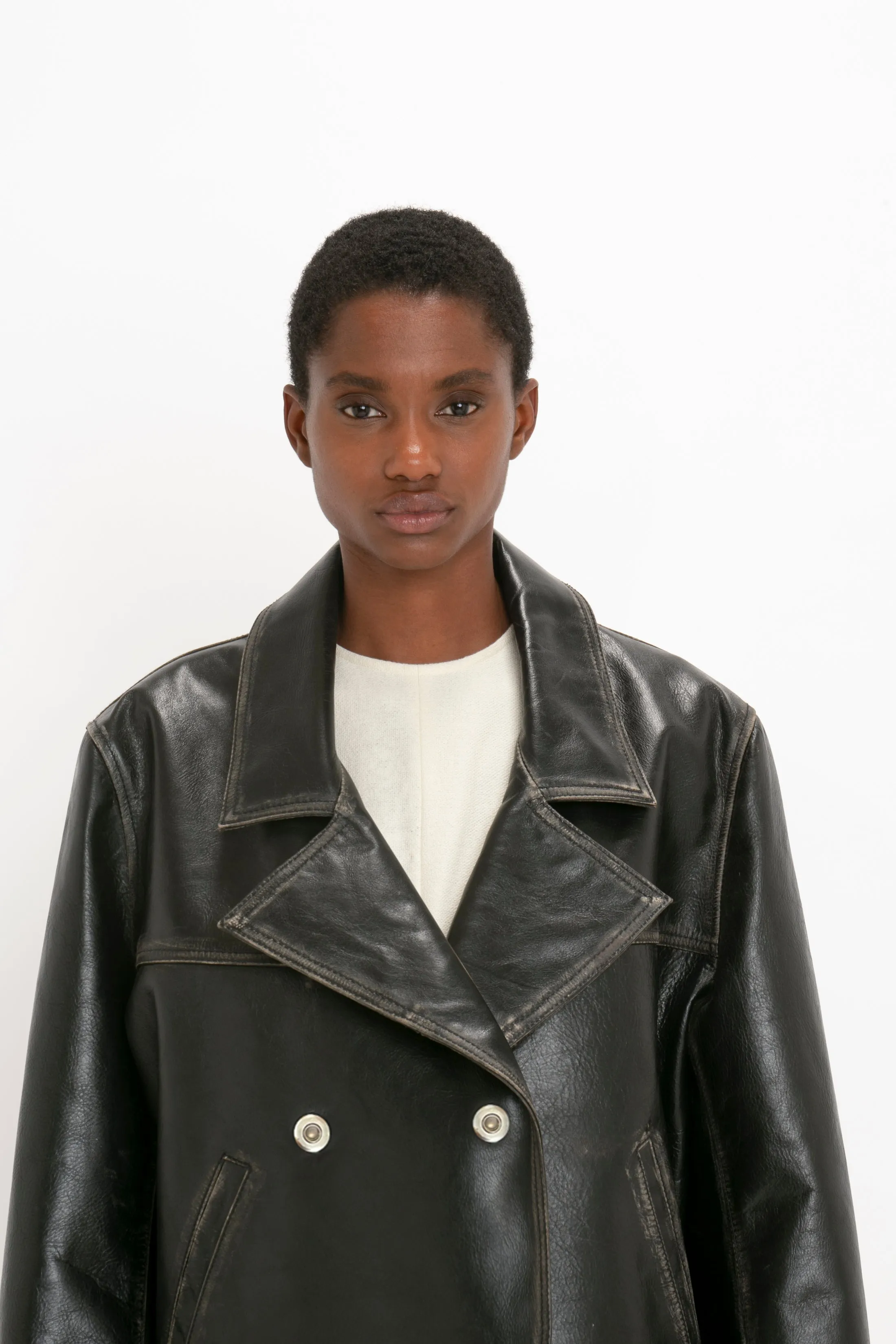 Oversized Leather Jacket In Black sold by Victoria Beckham product image thumbnail 4