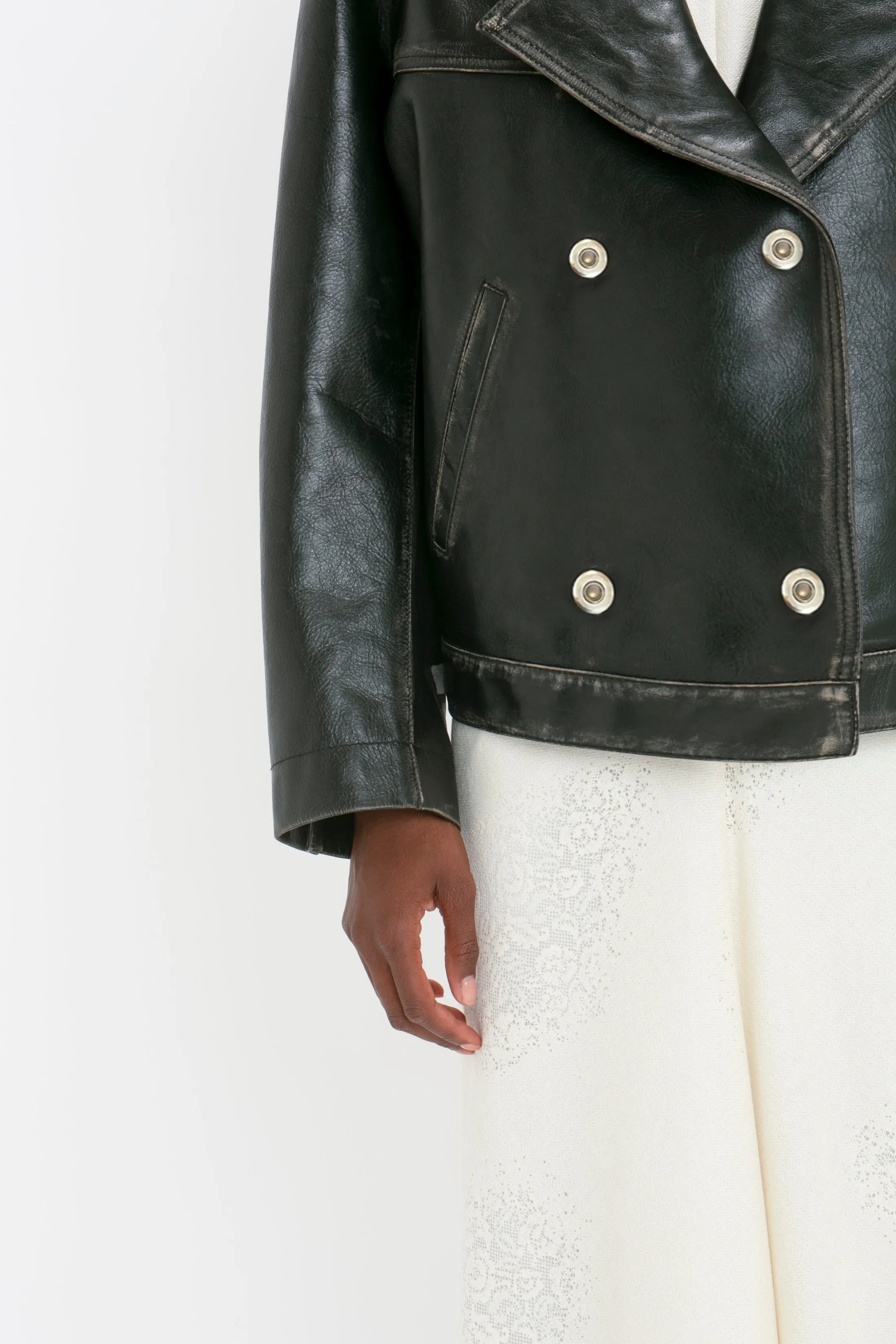 Oversized Leather Jacket In Black sold by Victoria Beckham product image thumbnail 5