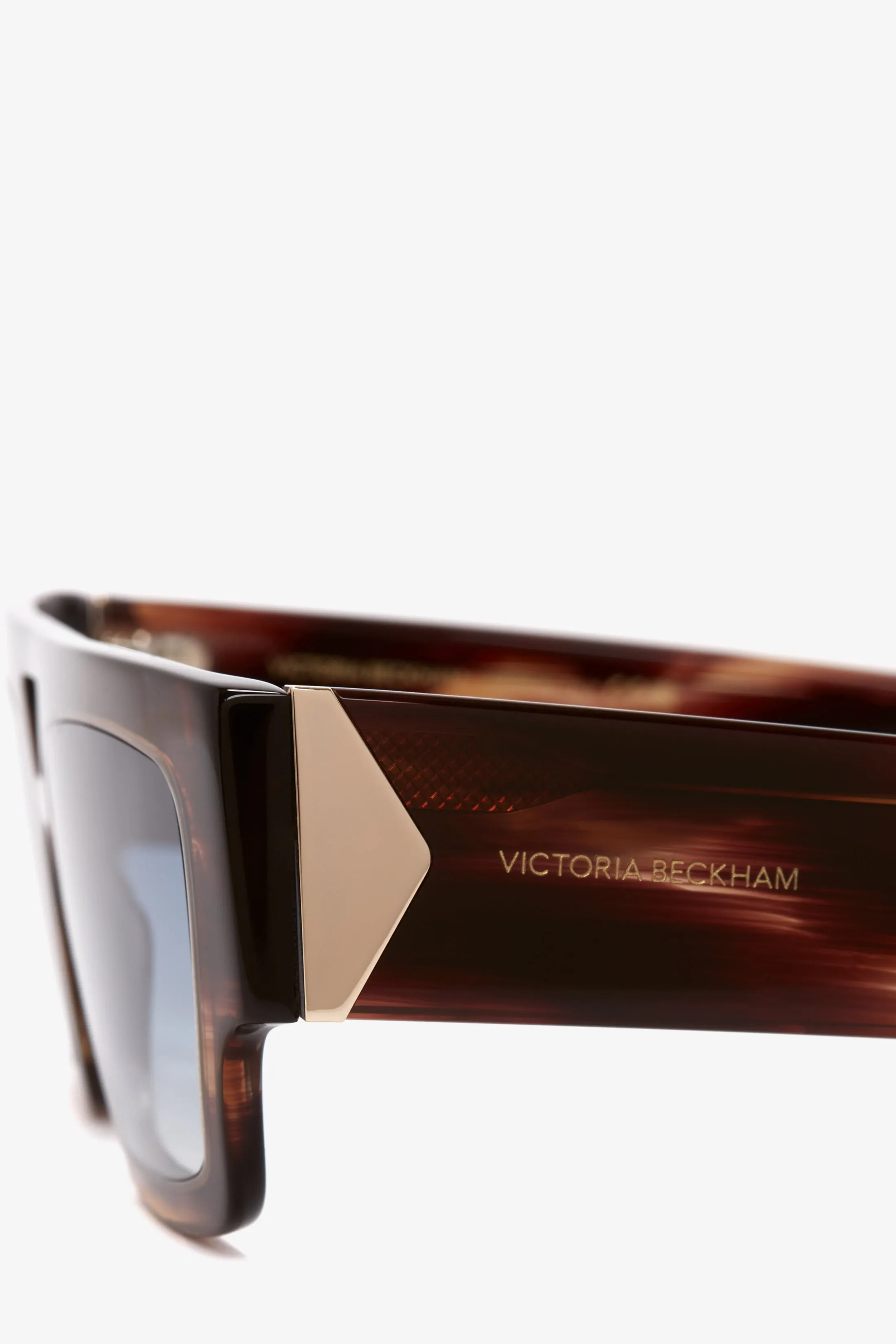 V Plaque Frame Sunglasses In Dark Brown Horn sold by Victoria Beckham product image thumbnail 4