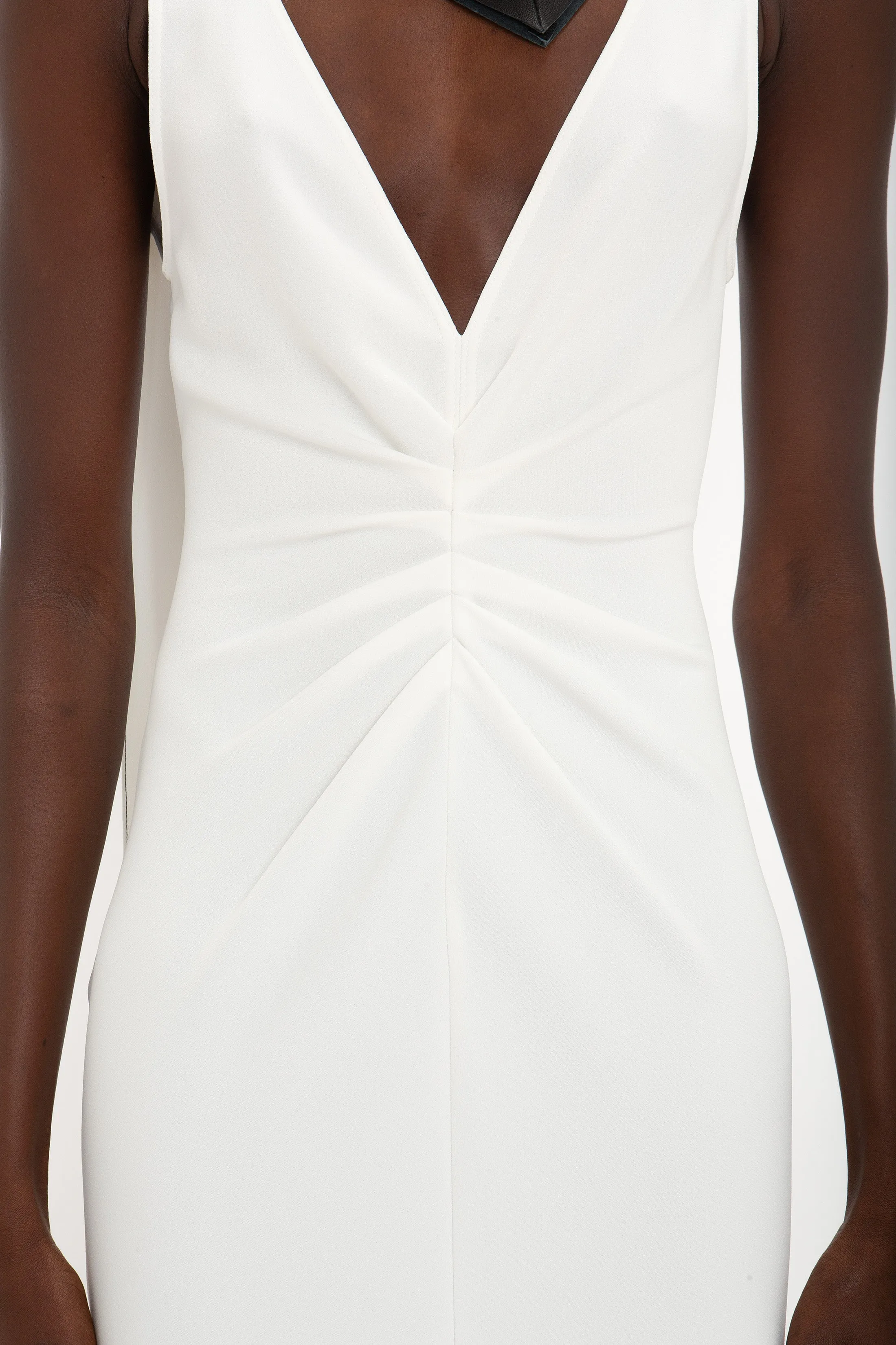 V-Neck Gathered Waist Floor-Length Gown In Ivory sold by Victoria Beckham product image thumbnail 4