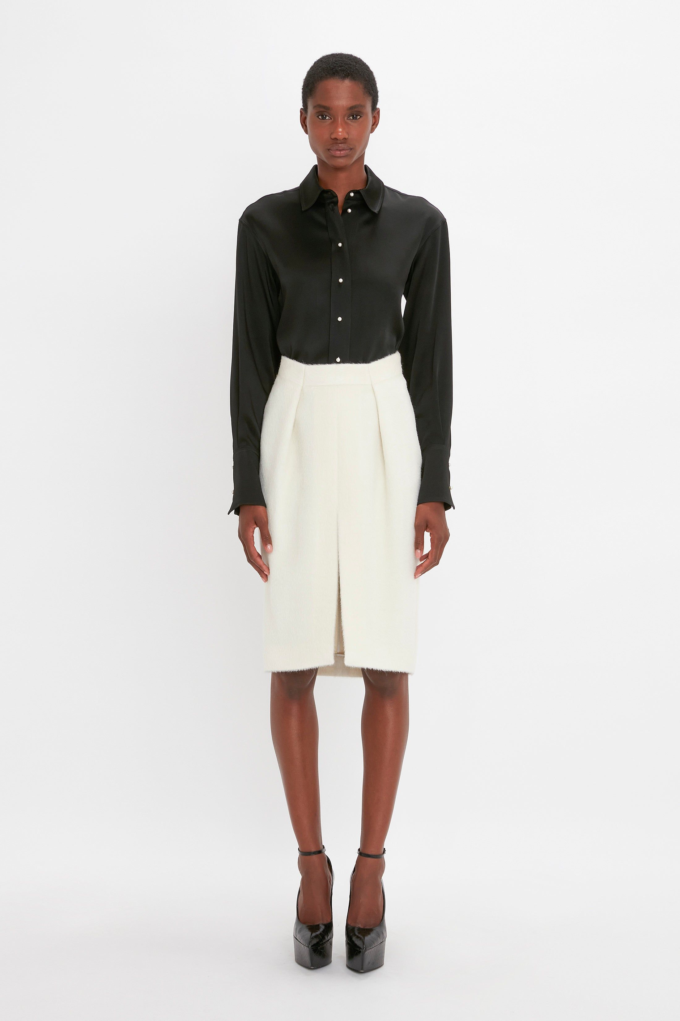 Tailored Midi Skirt In Ivory sold by Victoria Beckham