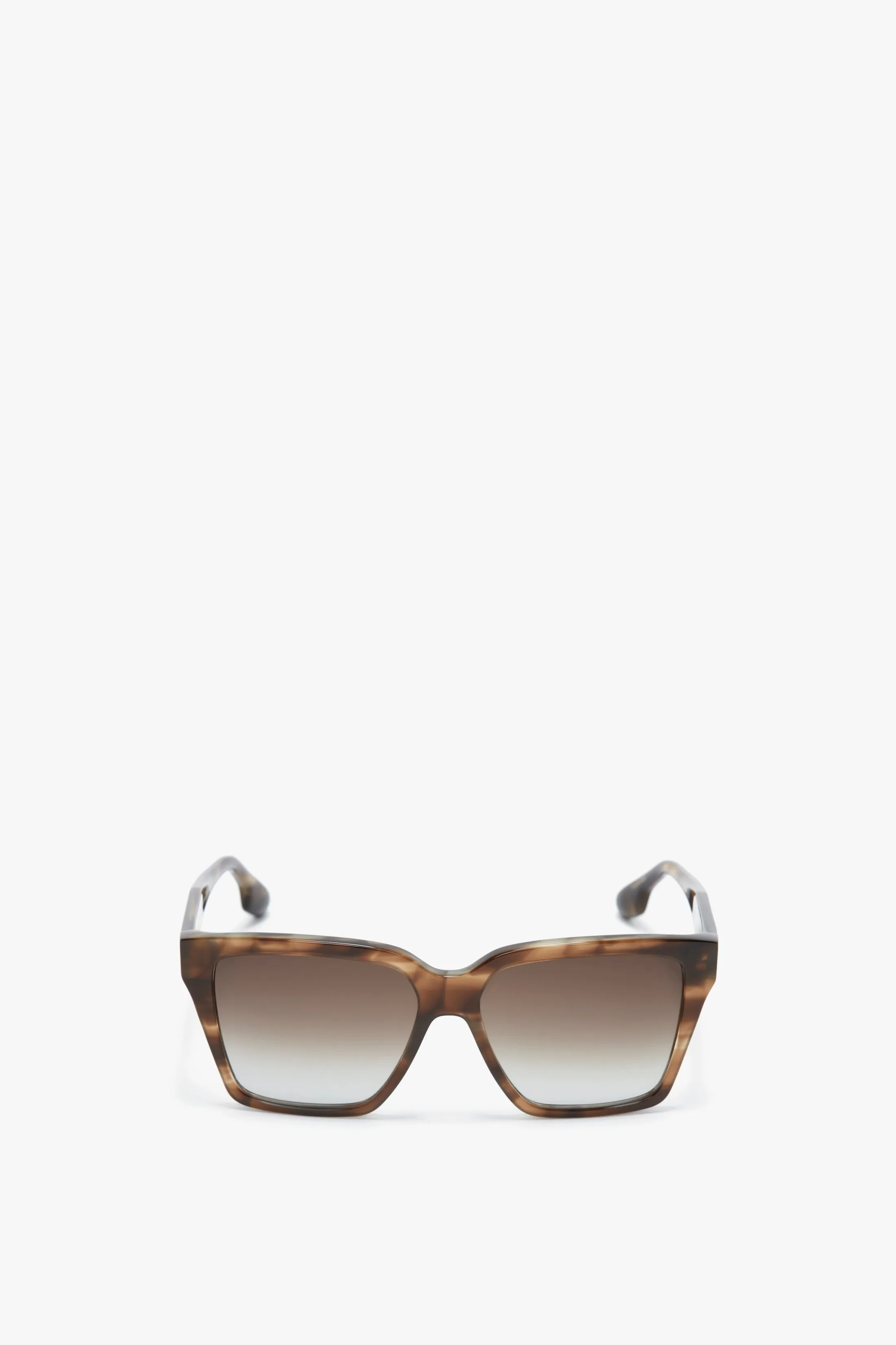 Soft Square Frame Sunglasses In Striped Khaki Havana sold by Victoria Beckham