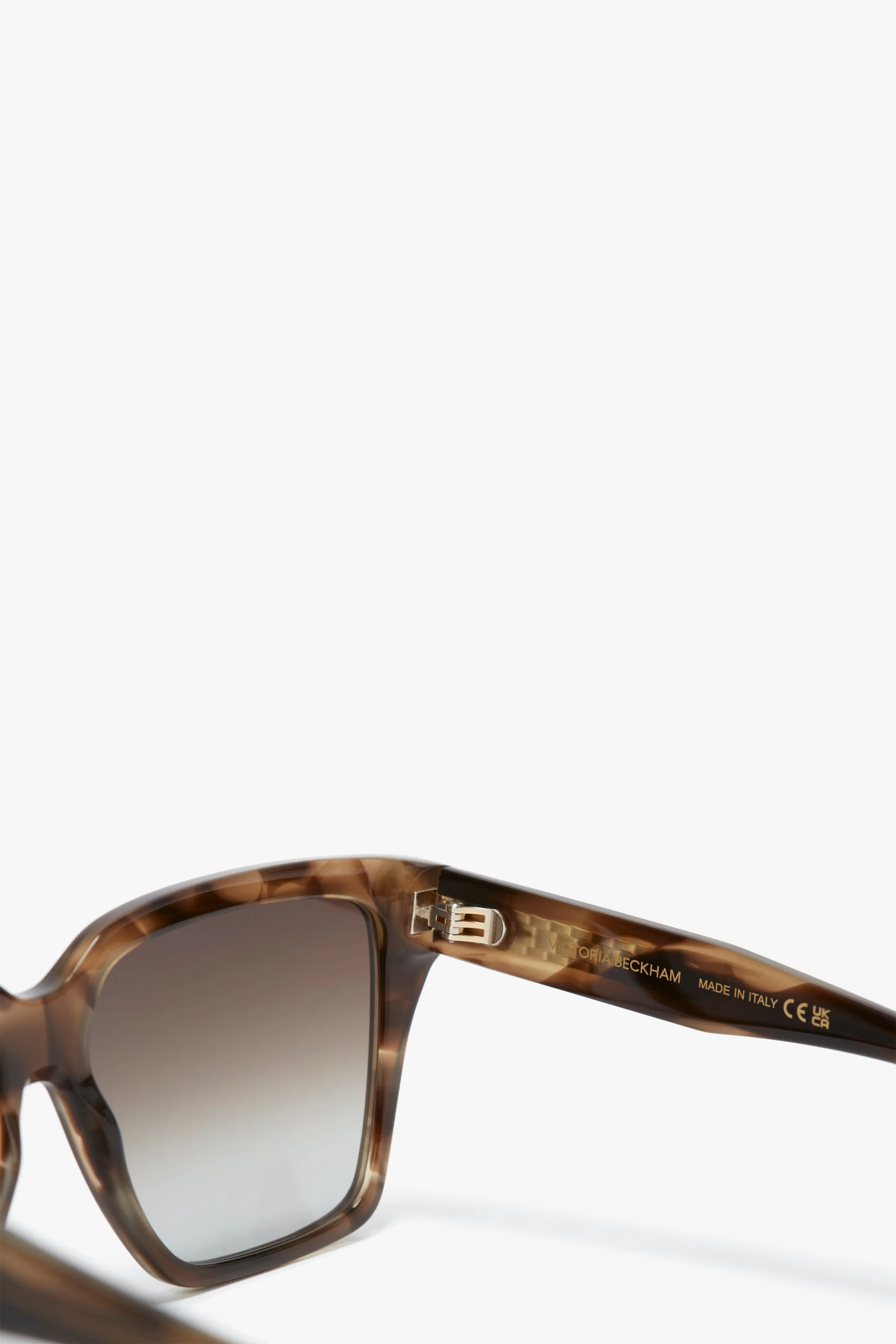 Soft Square Frame Sunglasses In Striped Khaki Havana sold by Victoria Beckham product image thumbnail 4