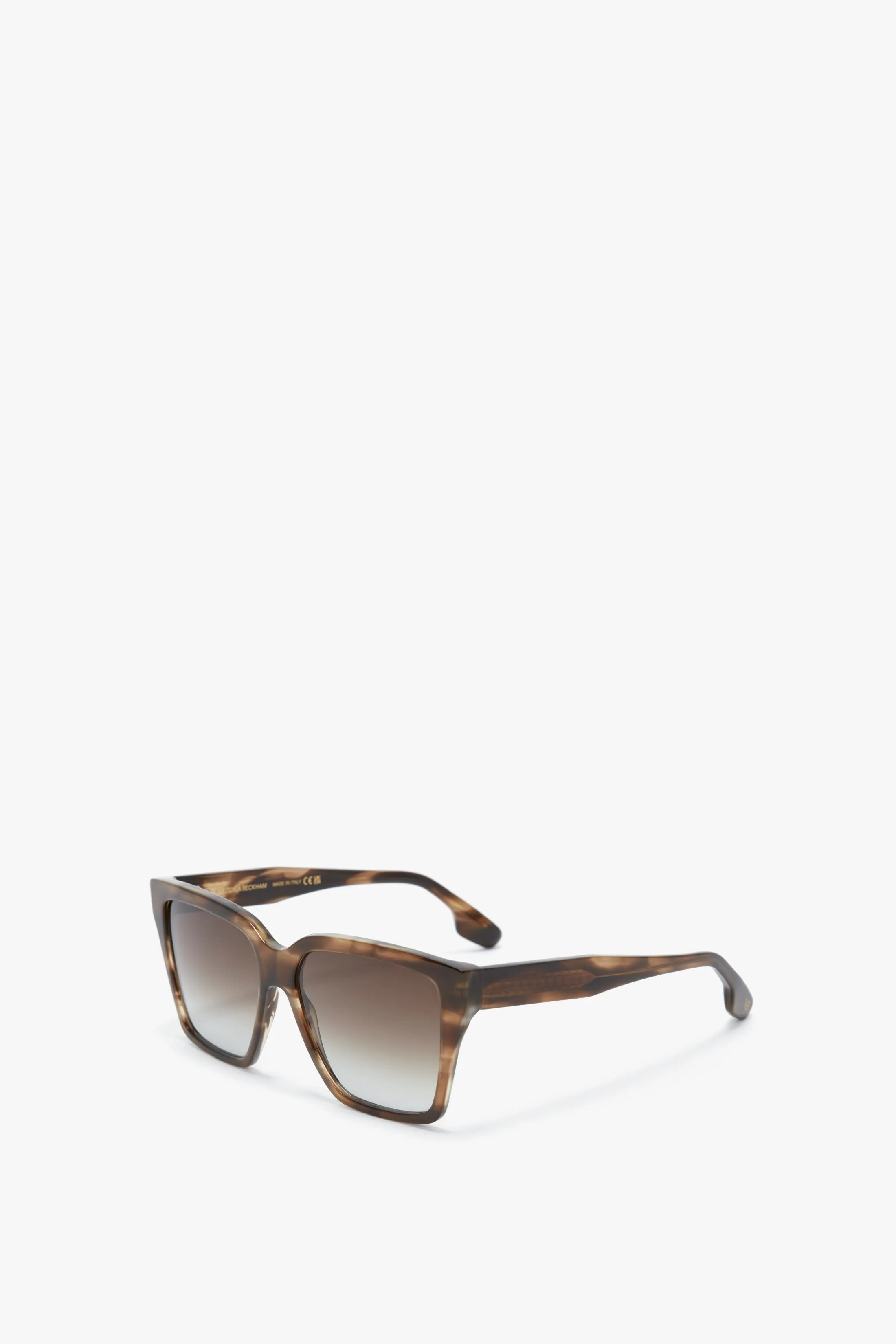 Soft Square Frame Sunglasses In Striped Khaki Havana sold by Victoria Beckham product image thumbnail 2