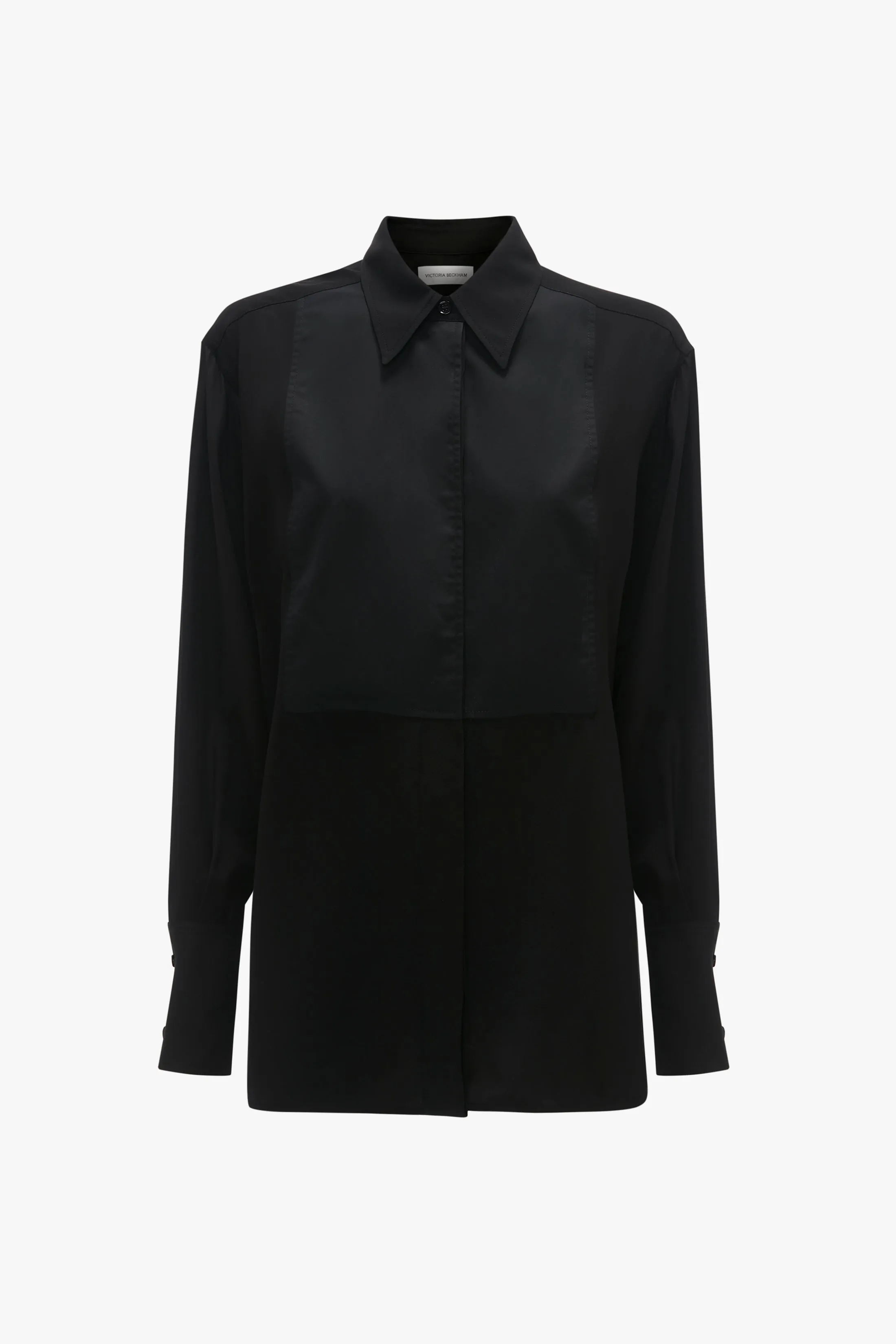 Contrast Bib Shirt In Black sold by Victoria Beckham product image thumbnail 4