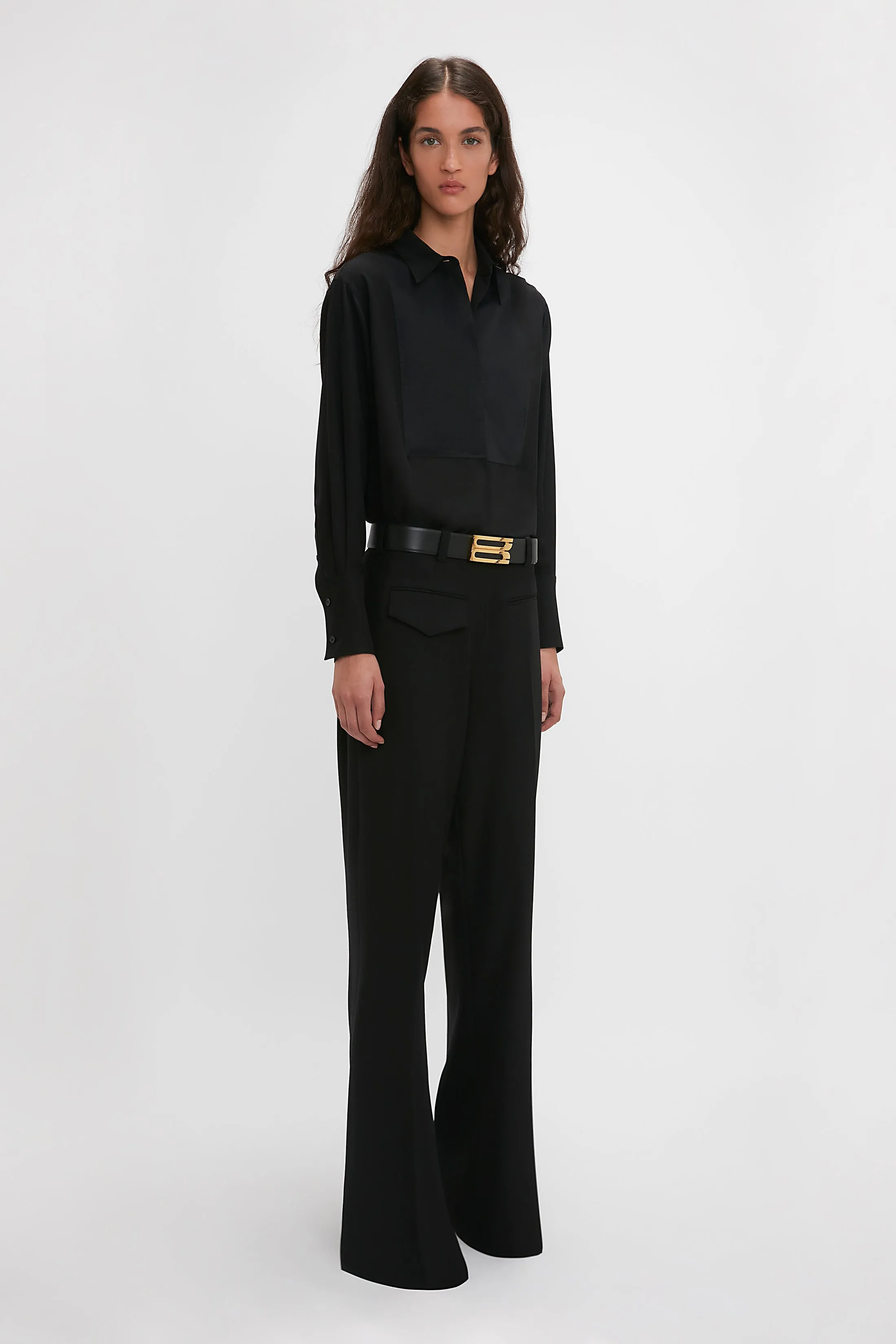 Contrast Bib Shirt In Black sold by Victoria Beckham product image thumbnail 2