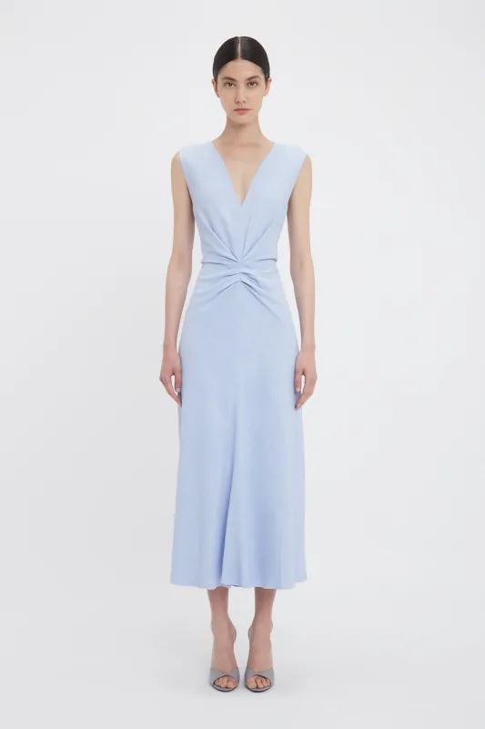 Exclusive Sleeveless Gathered Waist Midi Dress In Frost sold by Victoria Beckham