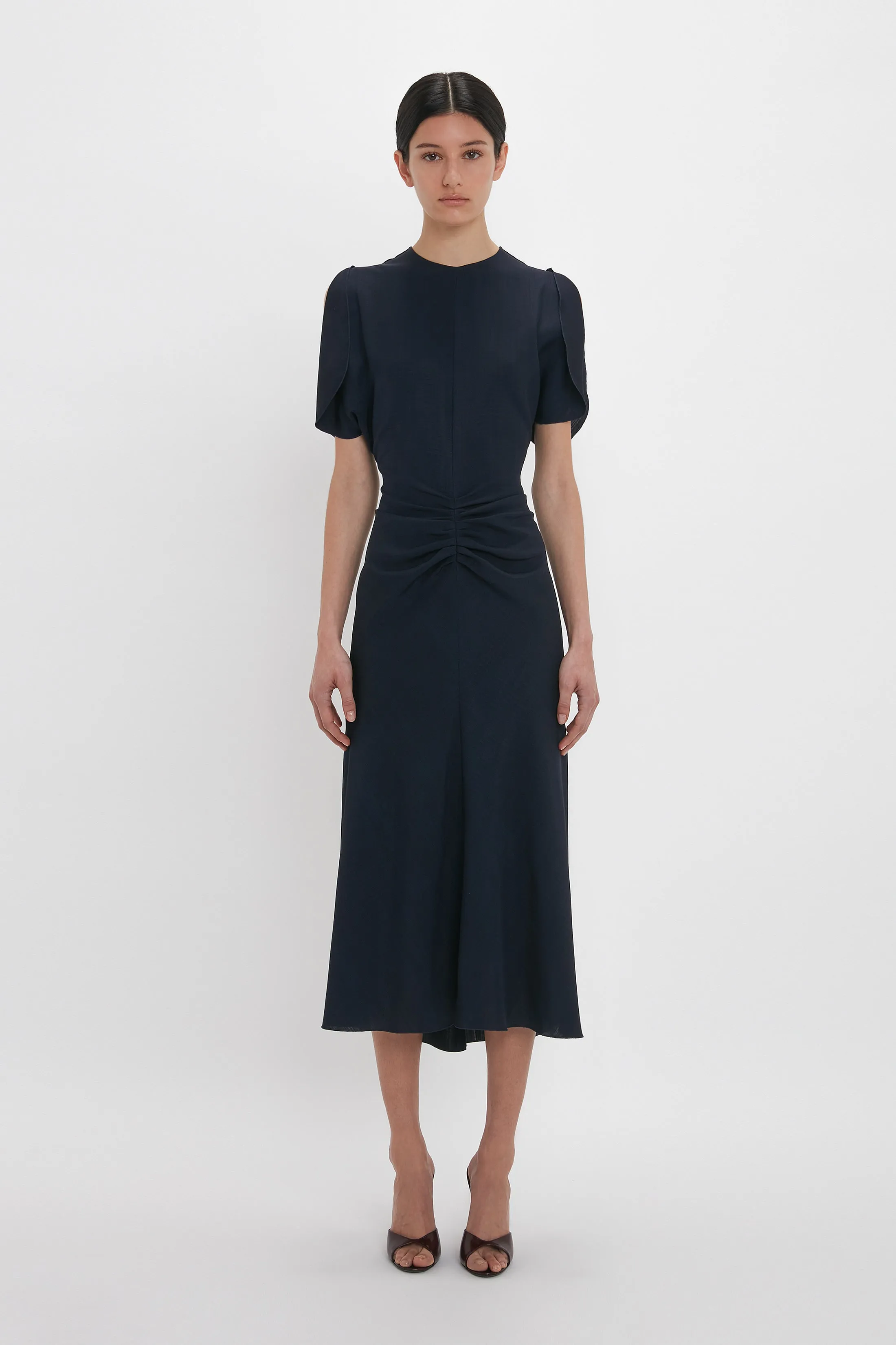 Gathered Waist Midi Dress In Midnight sold by Victoria Beckham