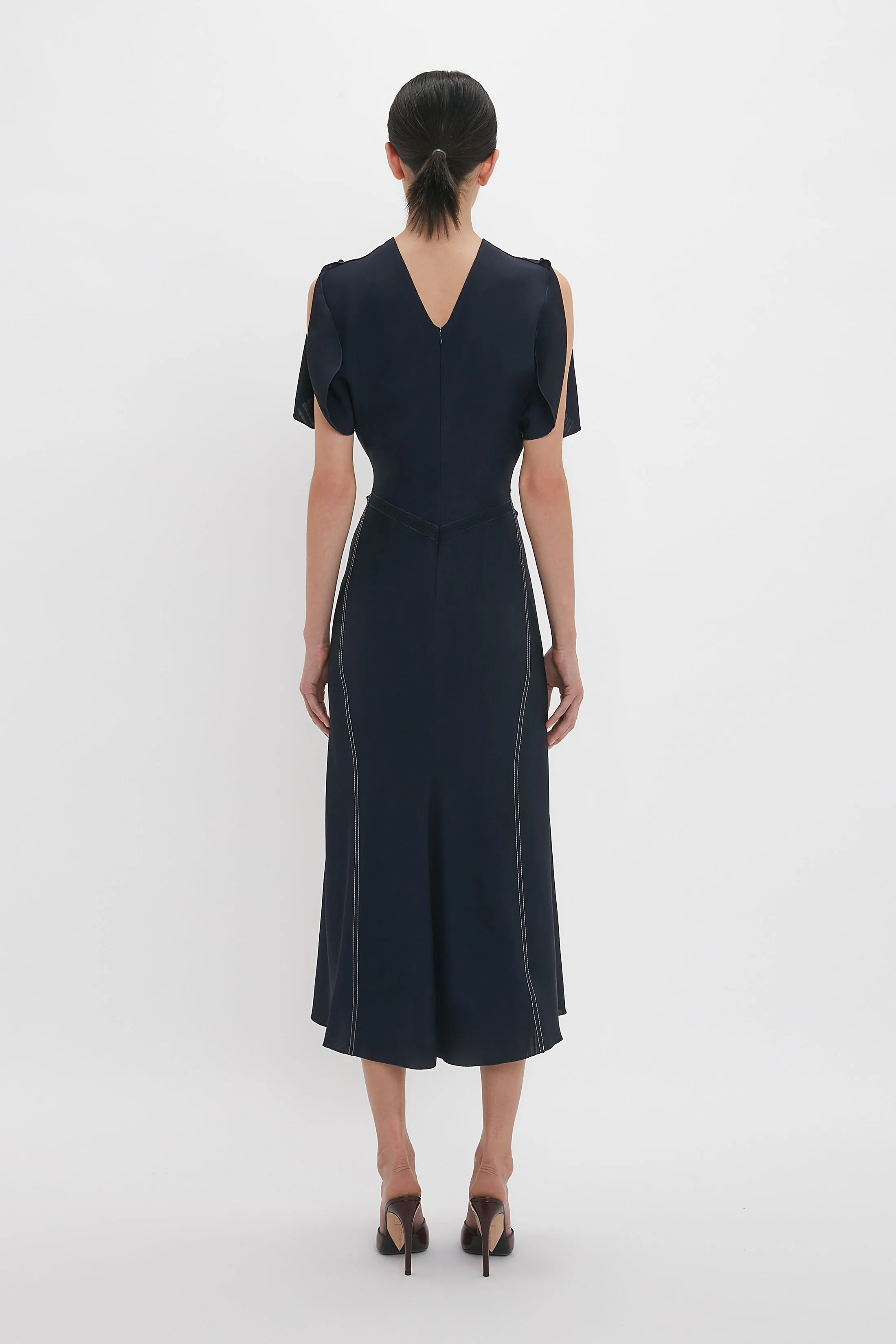 Gathered Waist Midi Dress In Midnight sold by Victoria Beckham product image thumbnail 3