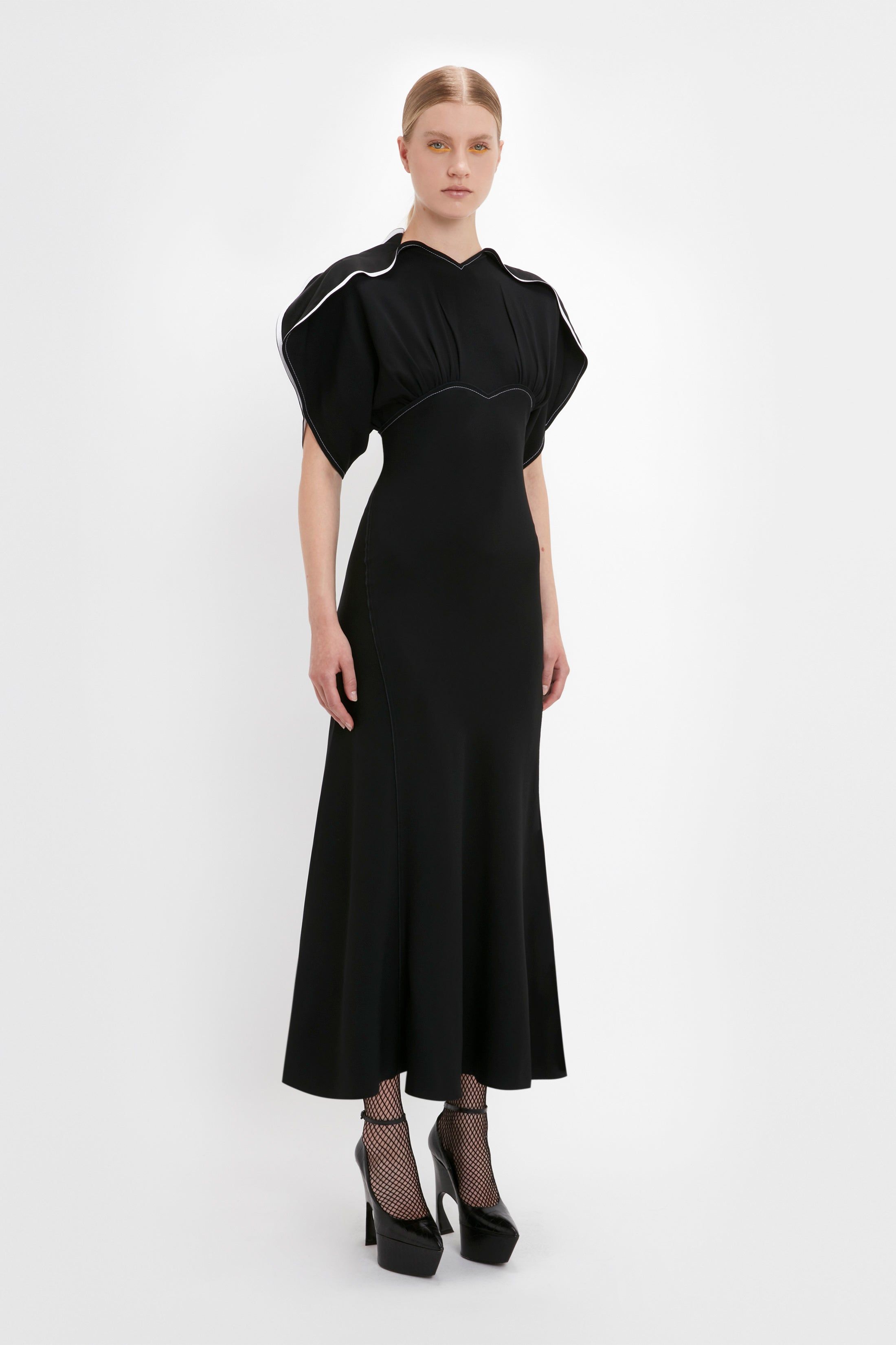 Drape Sleeve Midi Dress In Black sold by Victoria Beckham product image thumbnail 2
