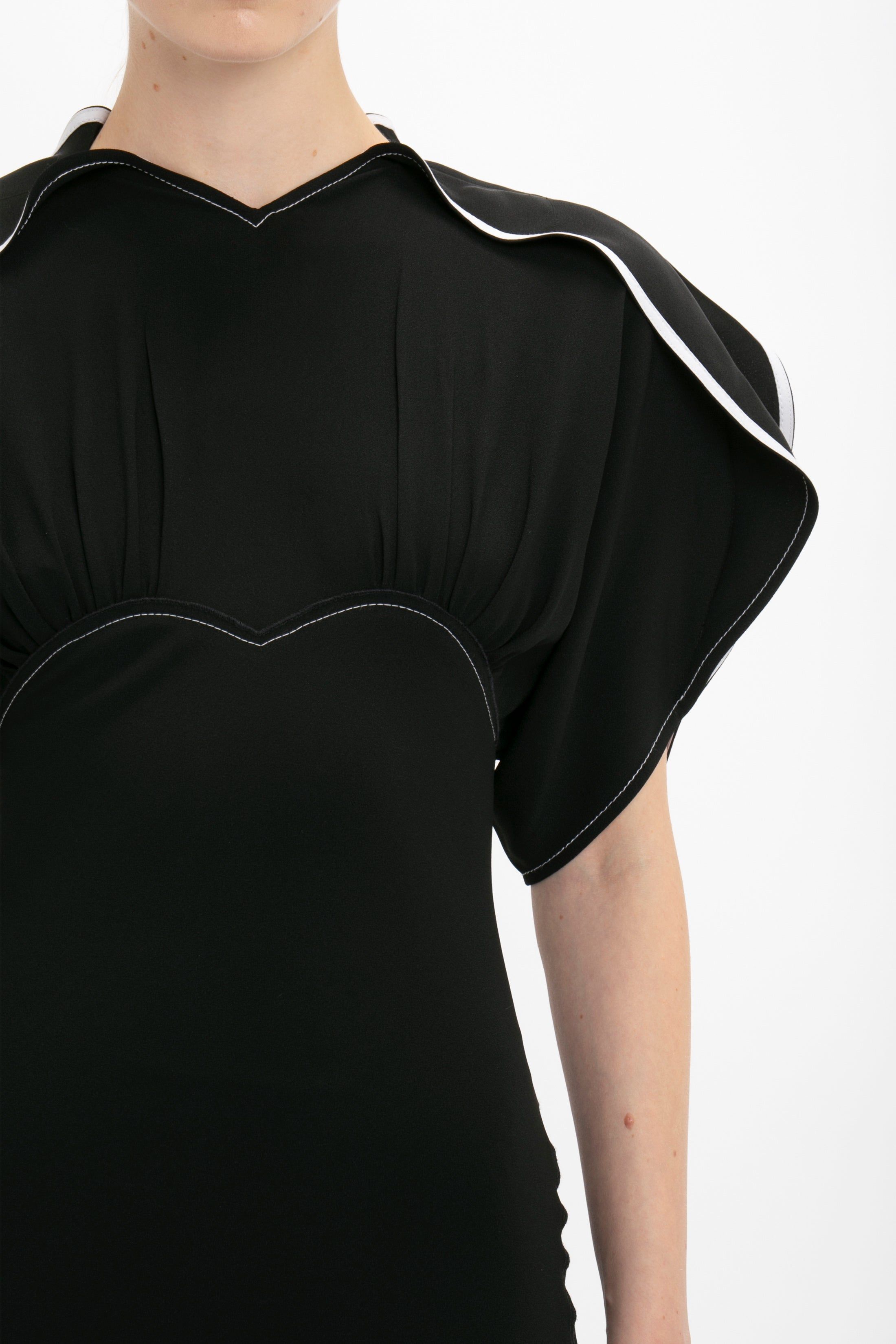 Drape Sleeve Midi Dress In Black sold by Victoria Beckham product image thumbnail 5