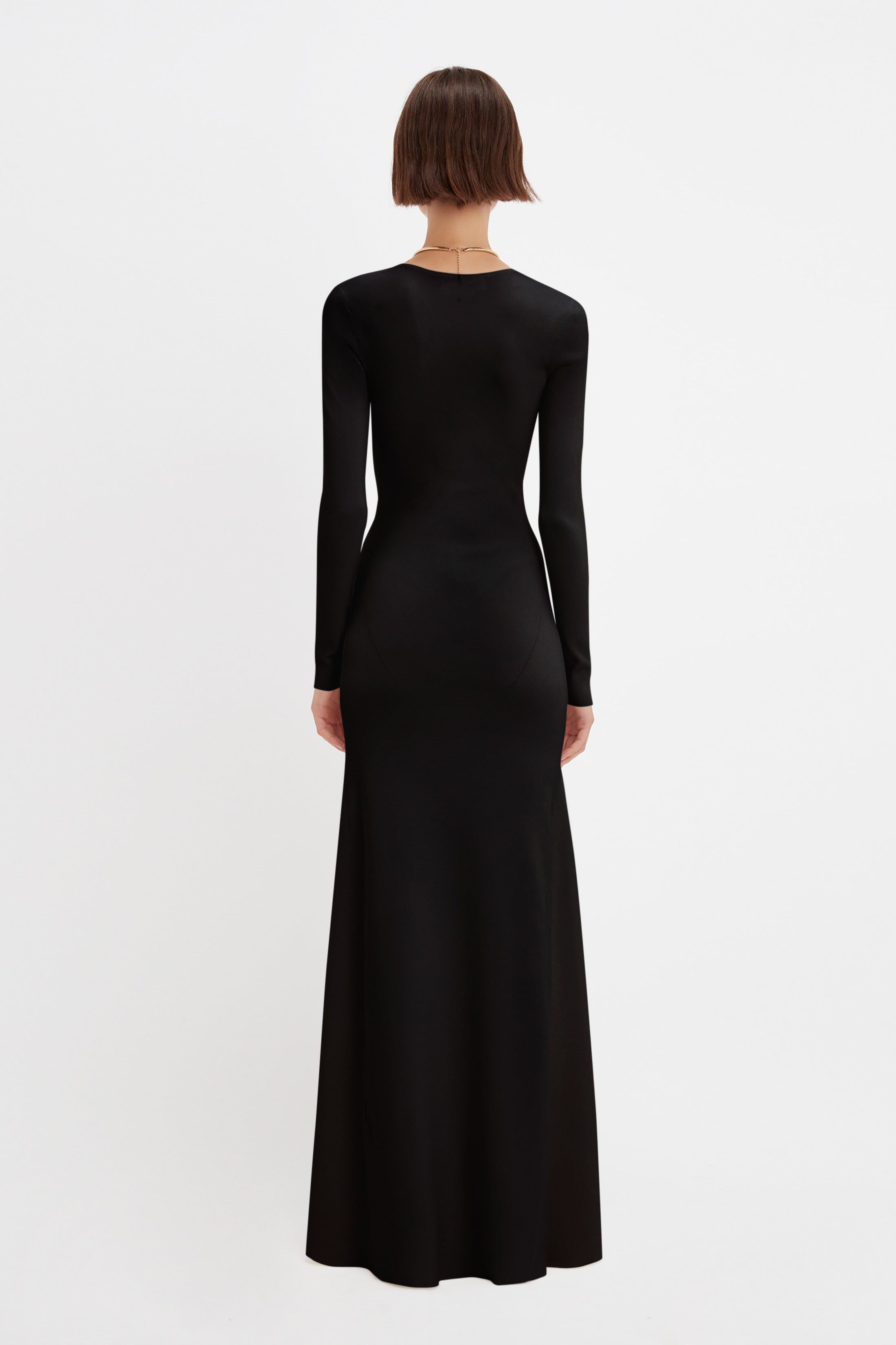 Deep V Knitted Gown In Black sold by Victoria Beckham product image thumbnail 3