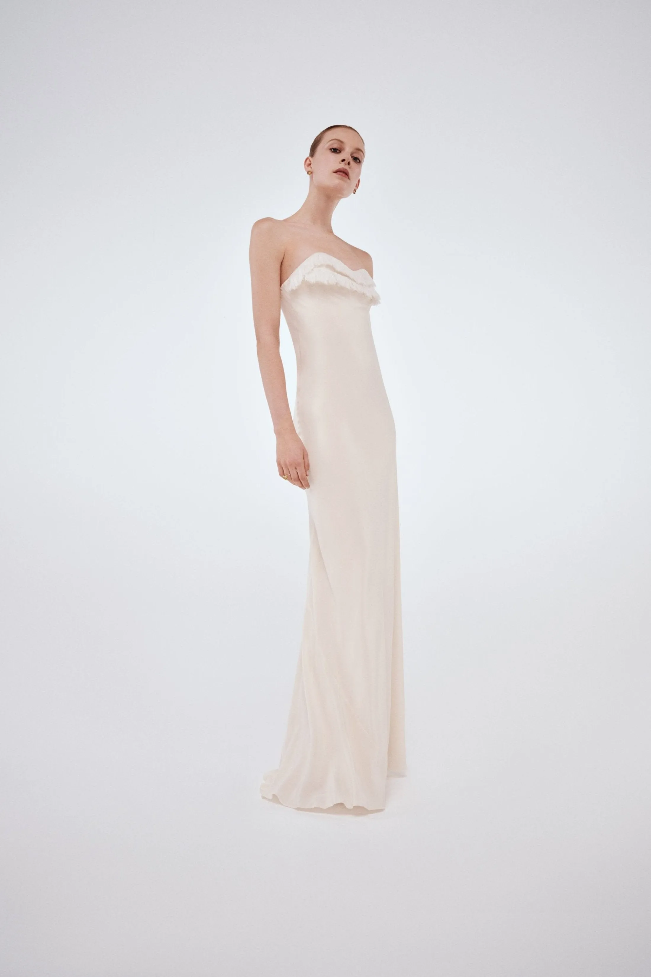 Floor-Length Corset Detail Gown In Ivory sold by Victoria Beckham product image thumbnail 4