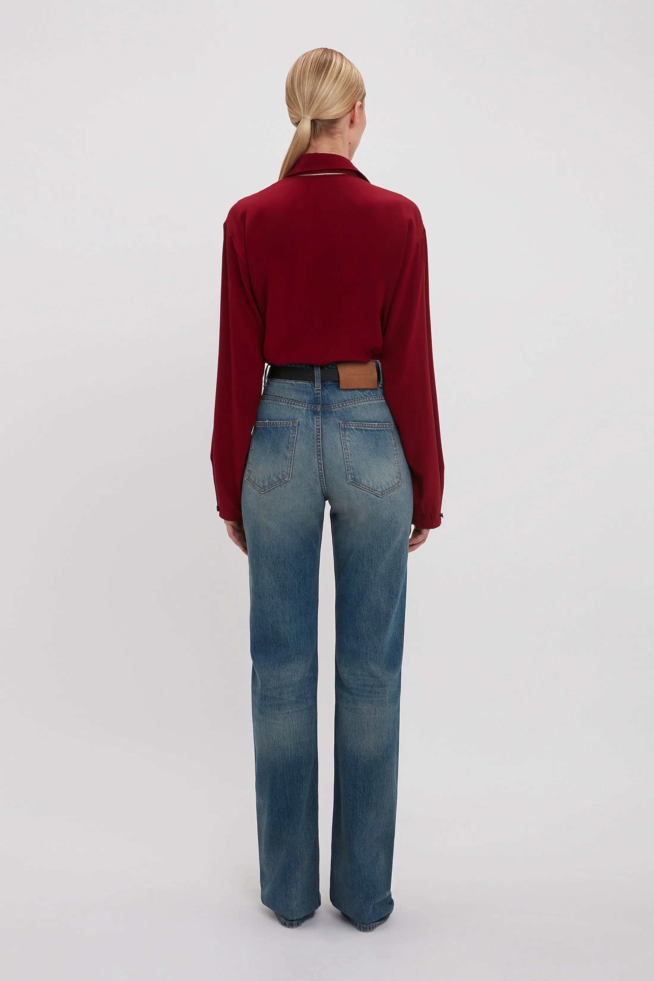 Ruffle Detail Blouse In Oxblood sold by Victoria Beckham product image thumbnail 3
