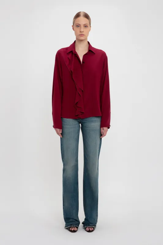Ruffle Detail Blouse In Oxblood sold by Victoria Beckham