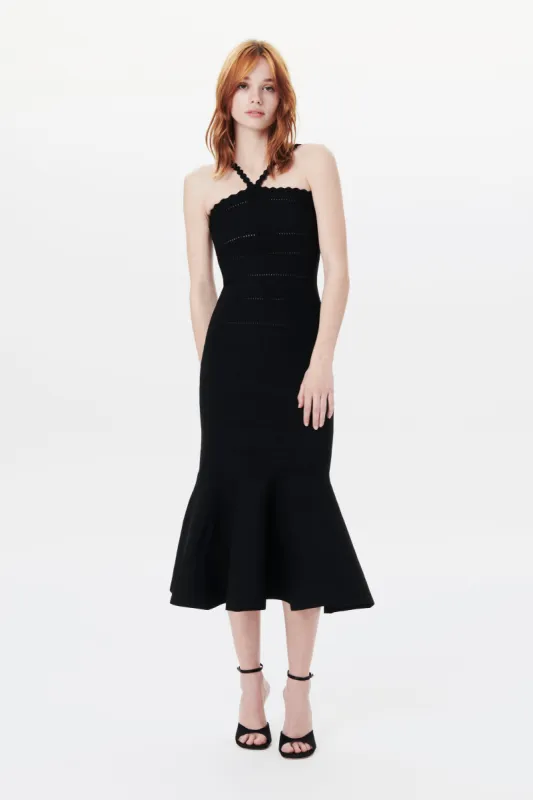 Scalloped Strap Flare Dress In Black sold by Victoria Beckham