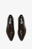 Pointy Toe Flat Lace Up In Chocolate Croc-Effect Leather sold by Victoria Beckham