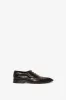 Pointy Toe Flat Lace Up In Chocolate Croc-Effect Leather sold by Victoria Beckham