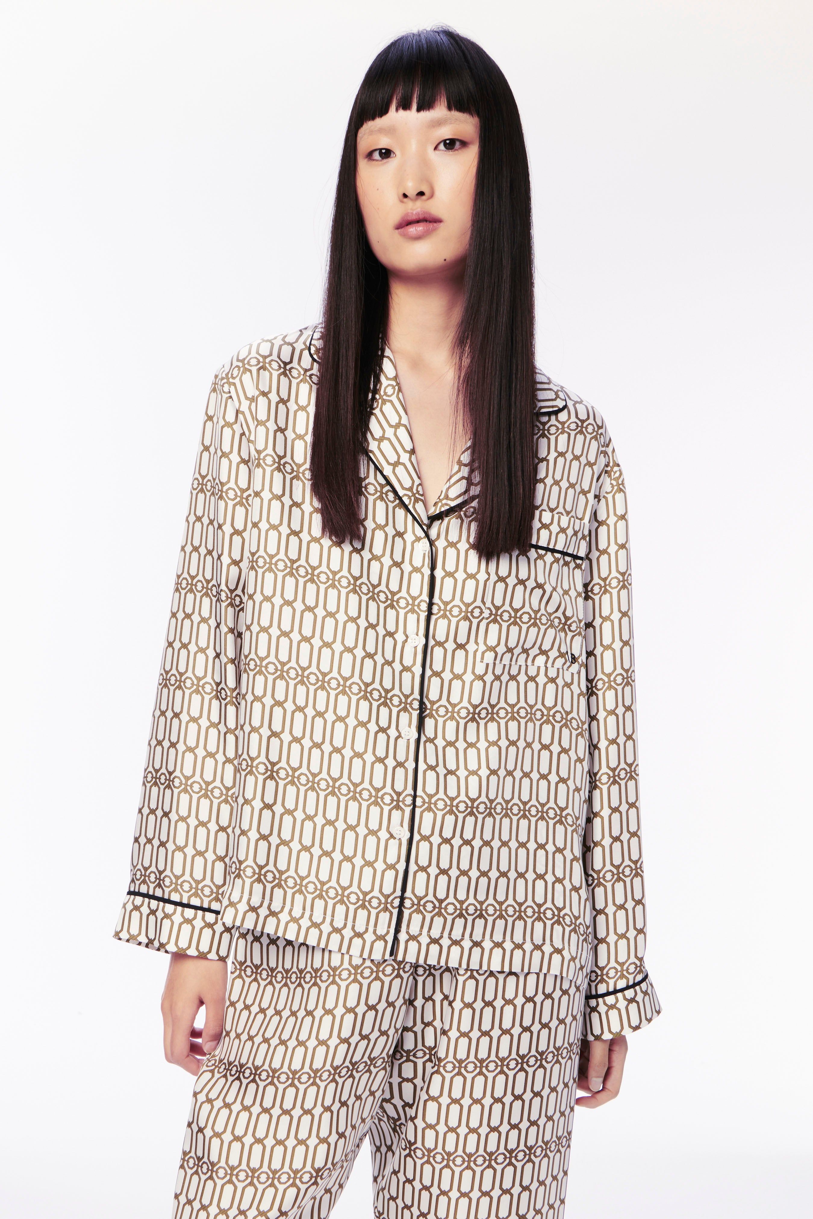Chain Print Pyjama Set in Ivory sold by Victoria Beckham product image thumbnail 2