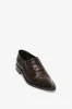 Pointy Toe Flat Lace Up In Chocolate Croc-Effect Leather sold by Victoria Beckham