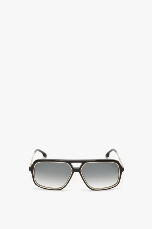 Double Bridge Aviator Sunglasses In Black sold by Victoria Beckham