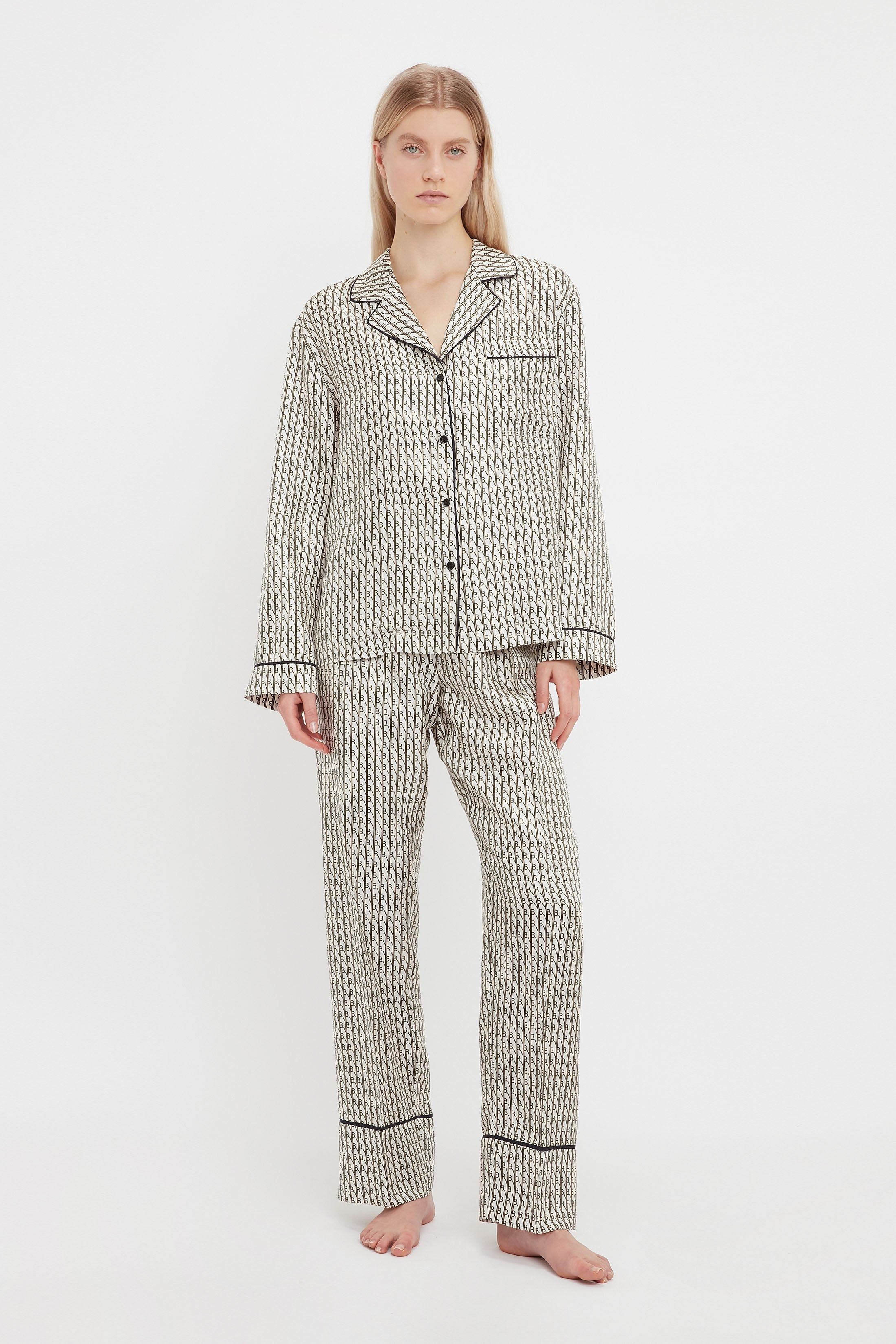 Pyjama Sleep Set In VB House Monogram Jacquard sold by Victoria Beckham product image thumbnail 3