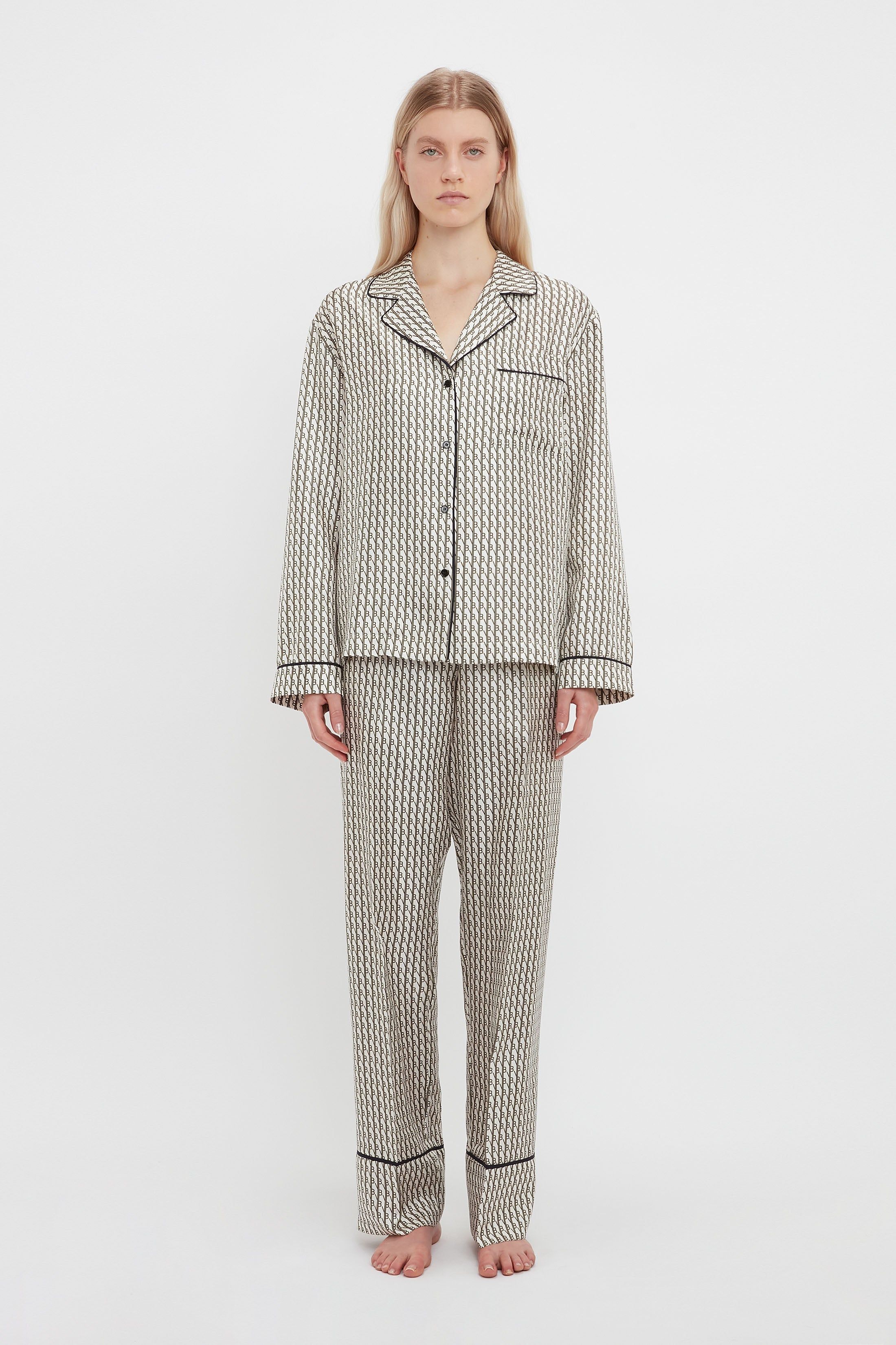 Pyjama Sleep Set In VB House Monogram Jacquard sold by Victoria Beckham