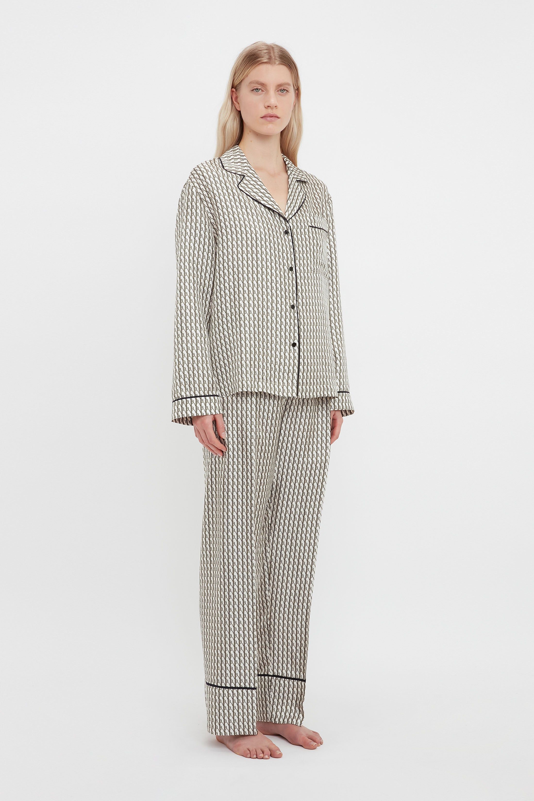 Pyjama Sleep Set In VB House Monogram Jacquard sold by Victoria Beckham product image thumbnail 2