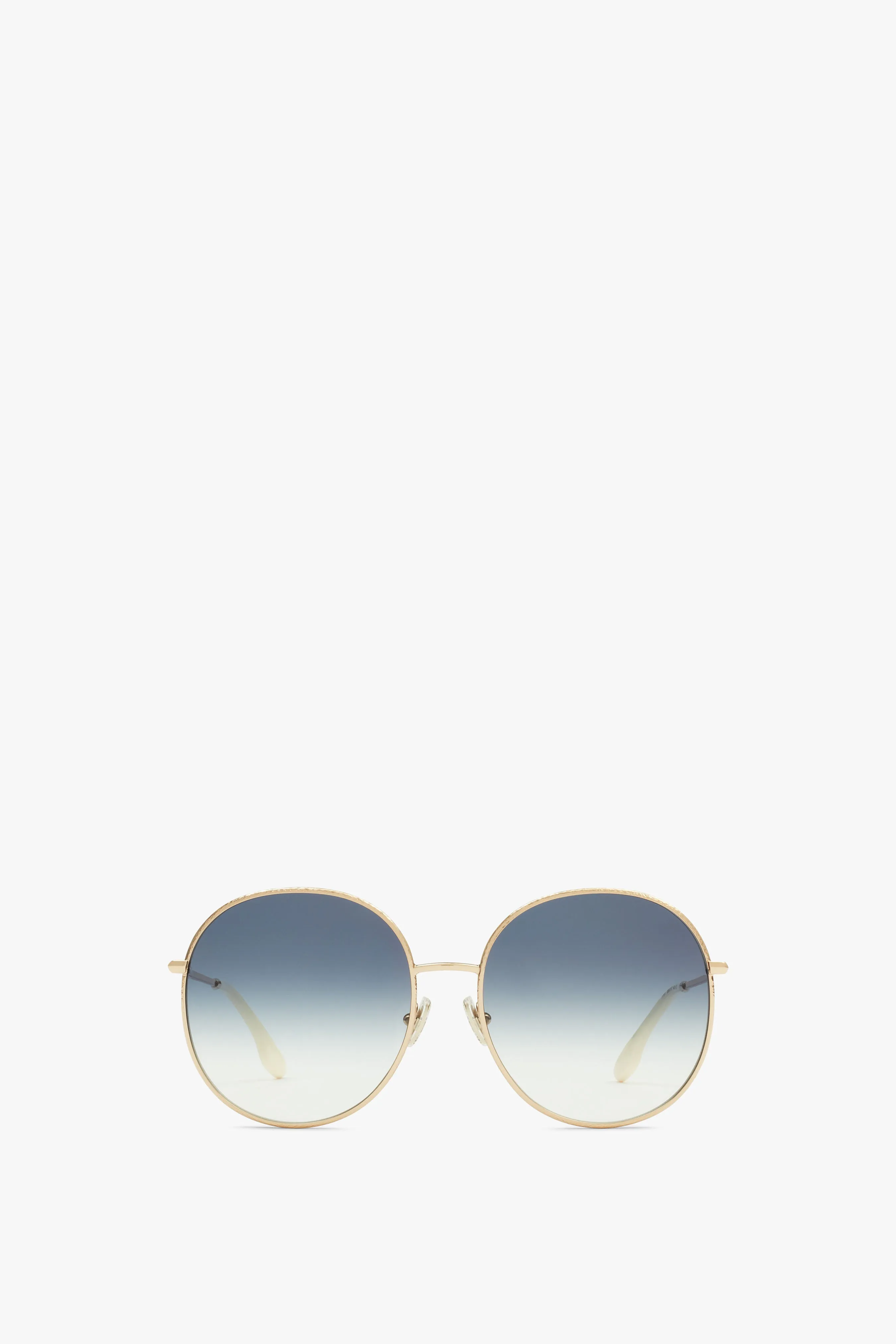 Hammered Round Sunglasses In Gold Blue sold by Victoria Beckham