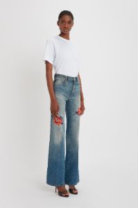 Mid-Rise Loose Flare Jean In Vintage Blue sold by Victoria Beckham