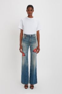 Mid-Rise Loose Flare Jean In Vintage Blue sold by Victoria Beckham