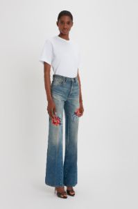 Mid-Rise Loose Flare Jean In Vintage Blue sold by Victoria Beckham