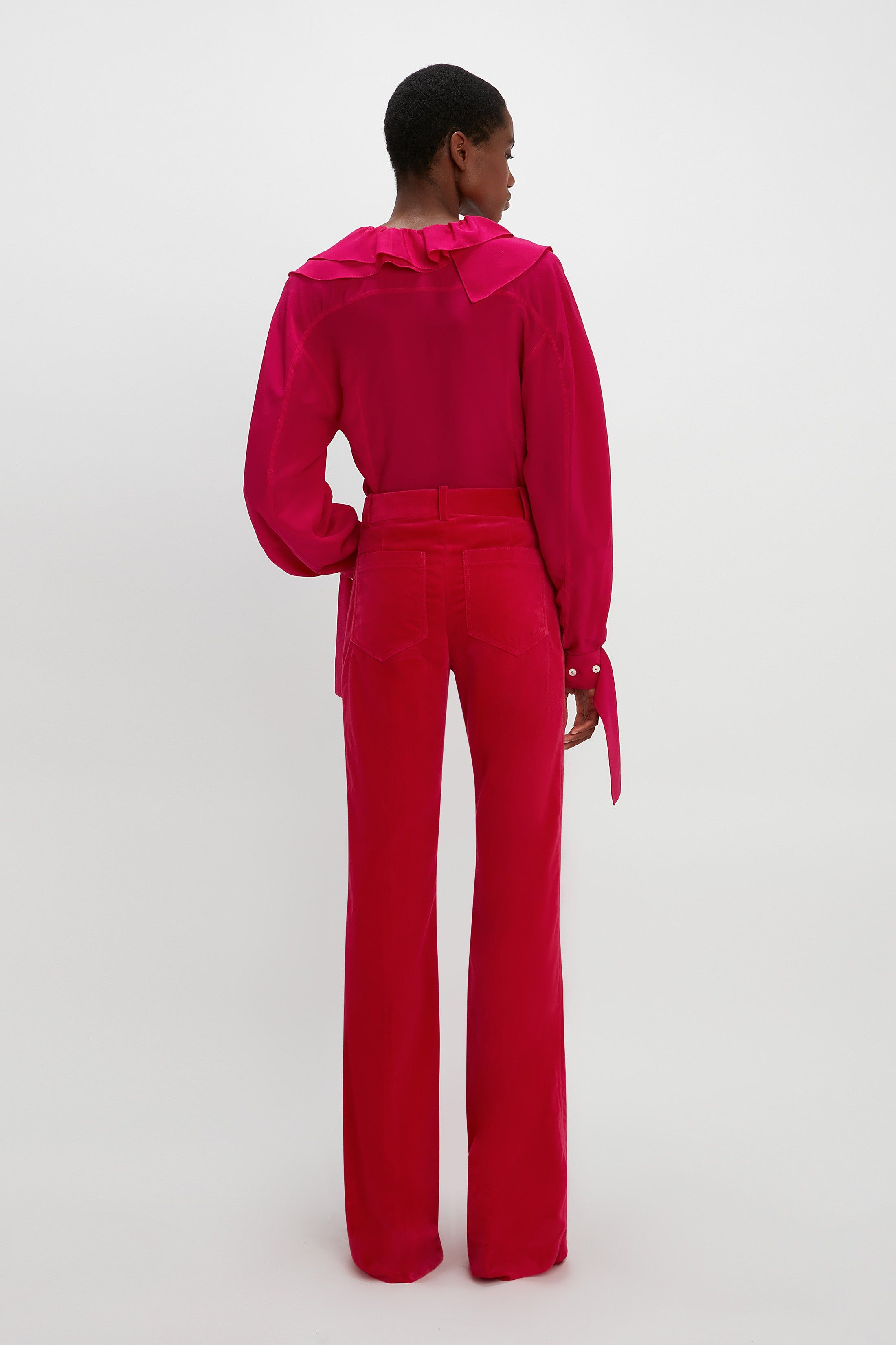 Deep V Ruffled Blouse In Fuschia sold by Victoria Beckham product image thumbnail 3