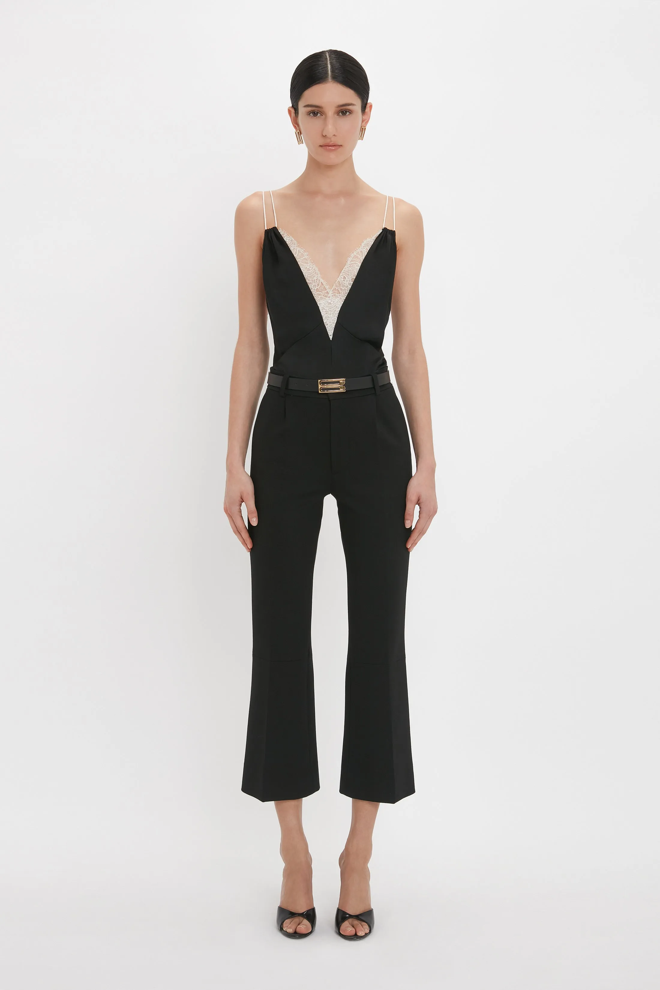 Lace Detail Cami Top In Black sold by Victoria Beckham