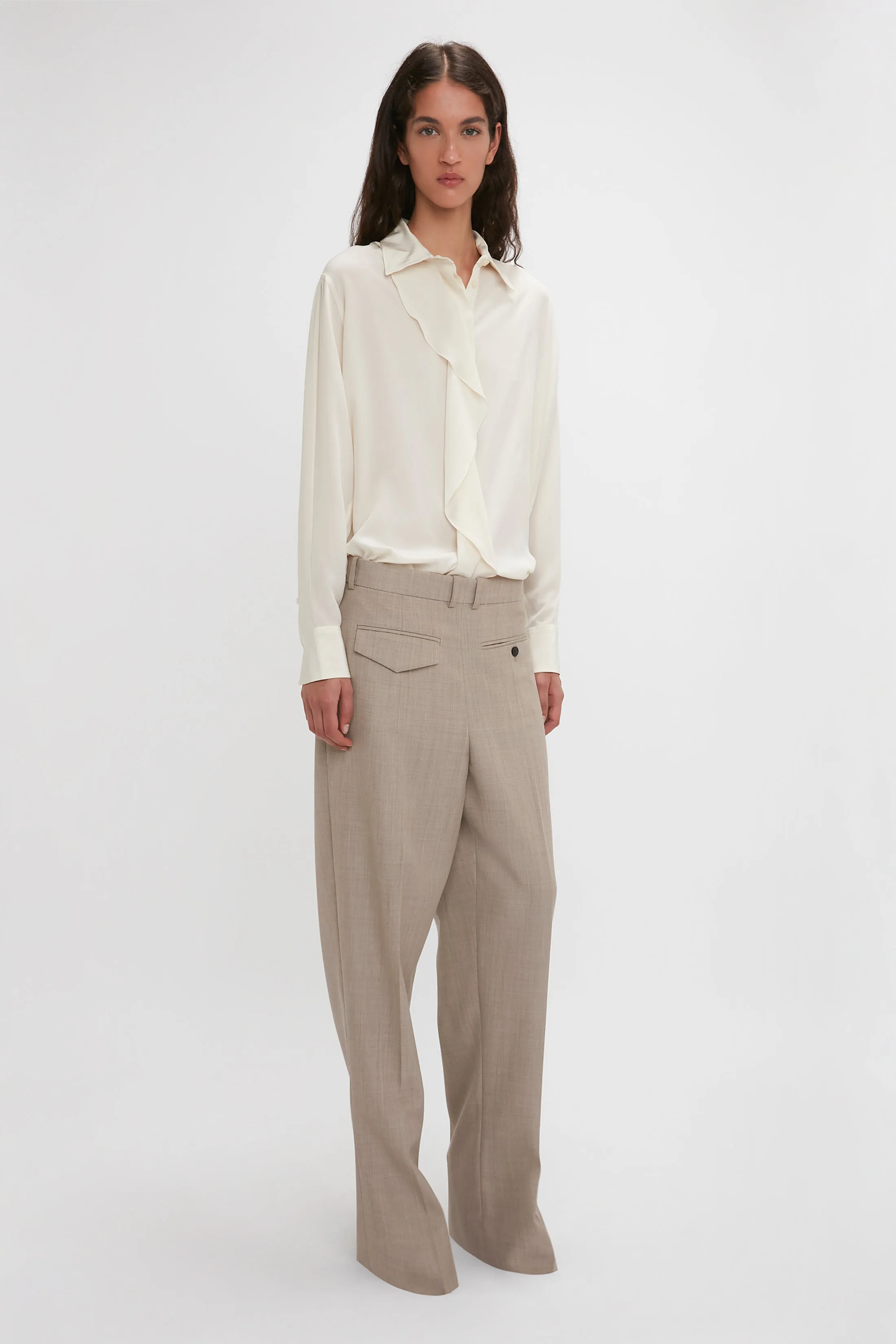 Asymmetric Ruffle Blouse In Ivory sold by Victoria Beckham product image thumbnail 3