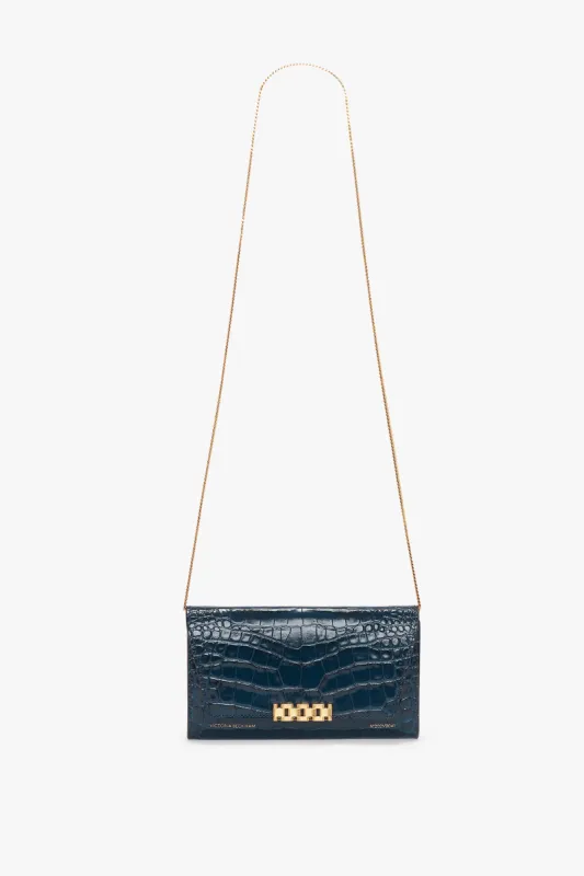 Wallet On Chain In Midnight Croc Embossed Leather sold by Victoria Beckham