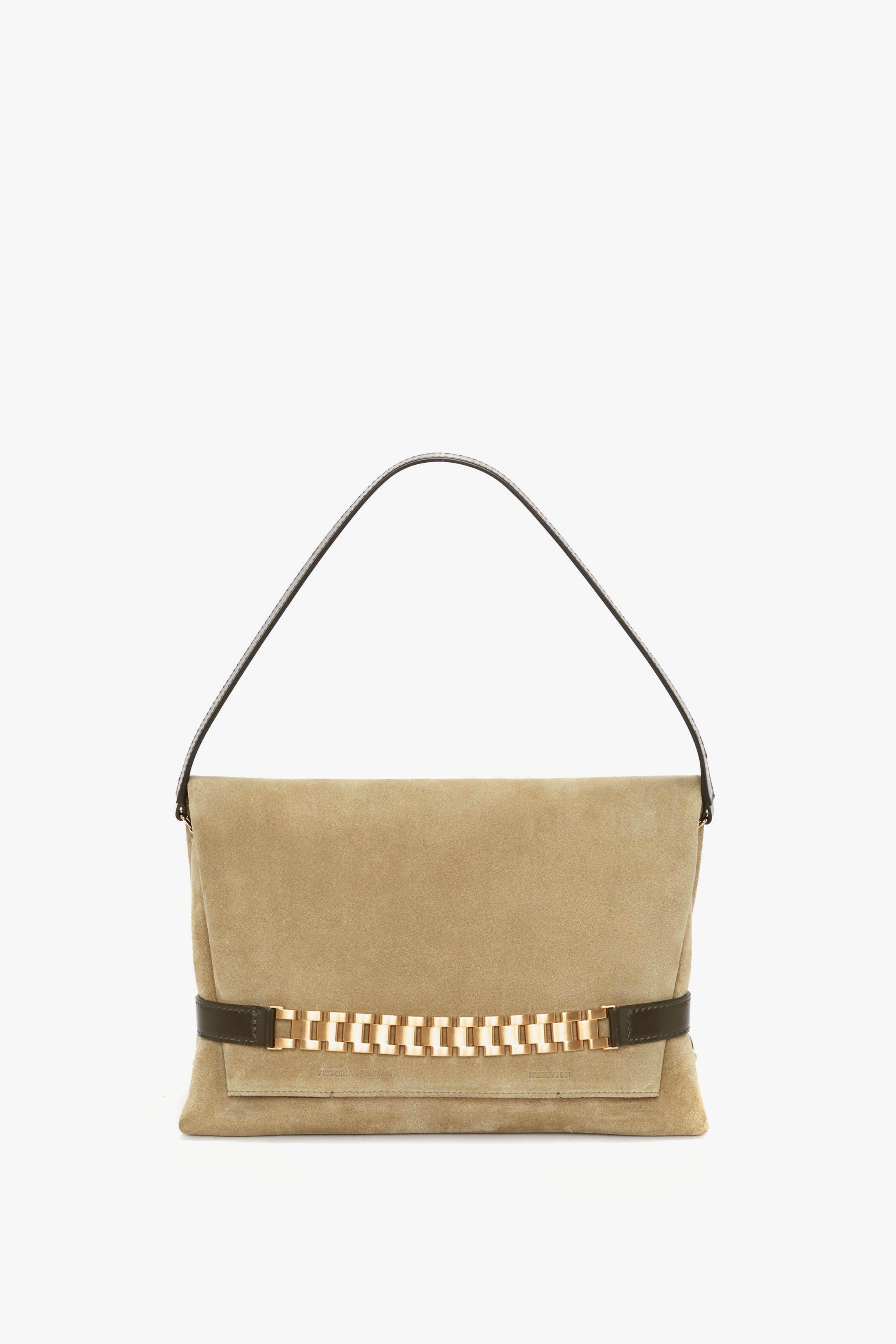 Chain Pouch with Strap in Lichen Green Suede sold by Victoria Beckham