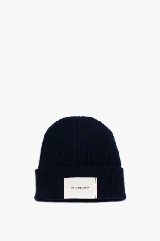 Exclusive Logo Patch Beanie In Navy sold by Victoria Beckham