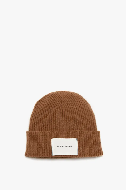 Exclusive Logo Patch Beanie In Camel sold by Victoria Beckham
