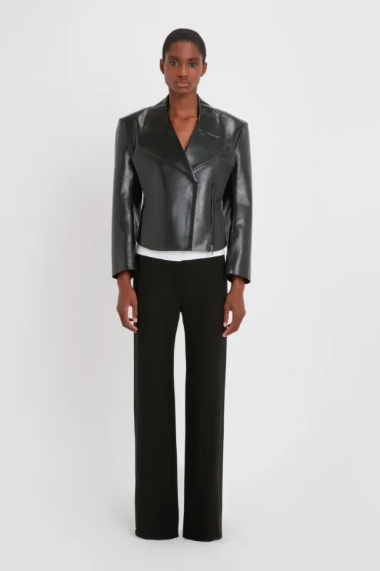 Bonded Calf Leather Biker Jacket In Black sold by Victoria Beckham