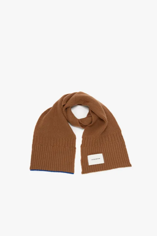 Exclusive Logo Patch Scarf In Camel sold by Victoria Beckham