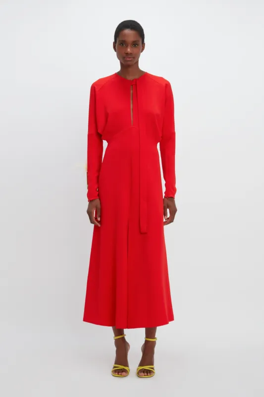Cut Out Dolman Midi Dress In Tomato Red sold by Victoria Beckham